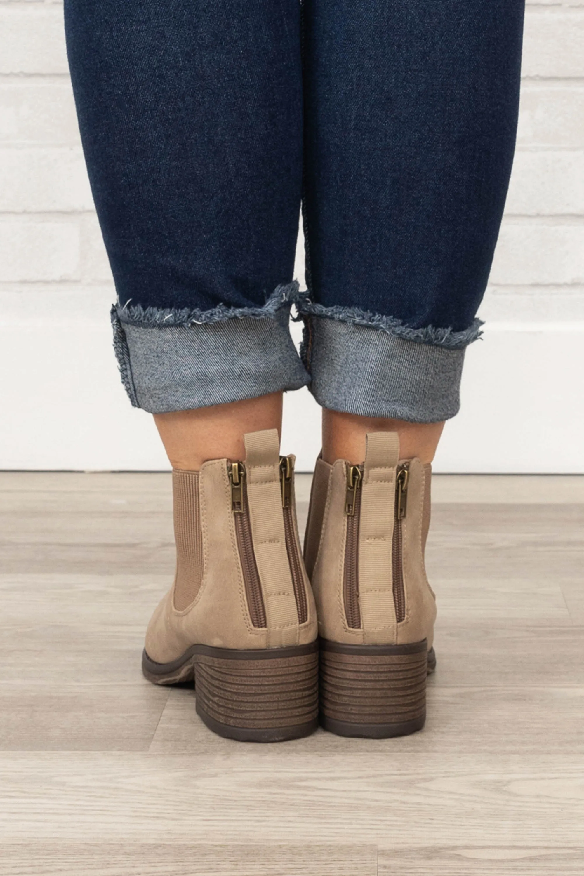 A Midnight Walk Booties, Taupe