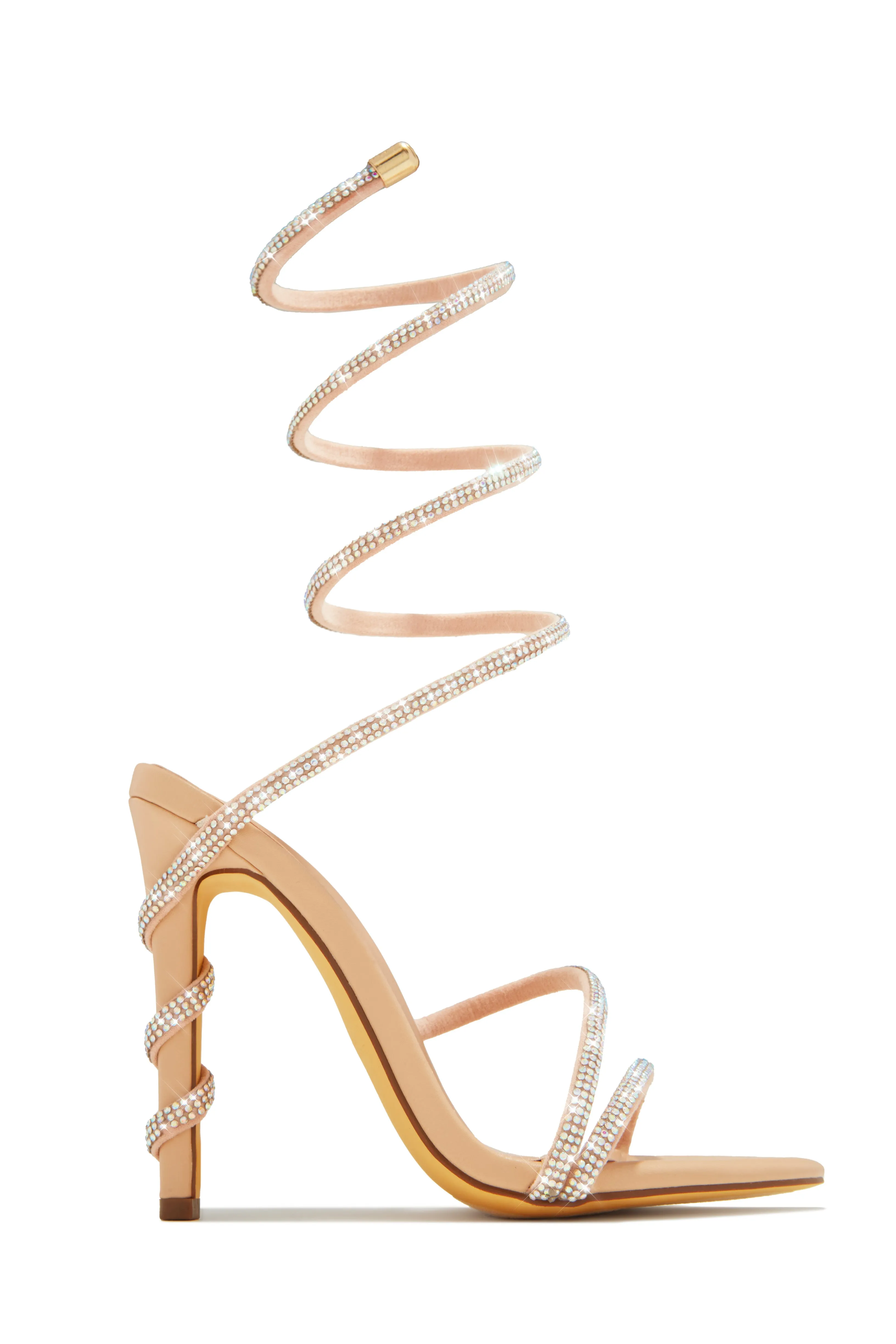 Andria Embellished Around The Ankle Coil Heels - Nude