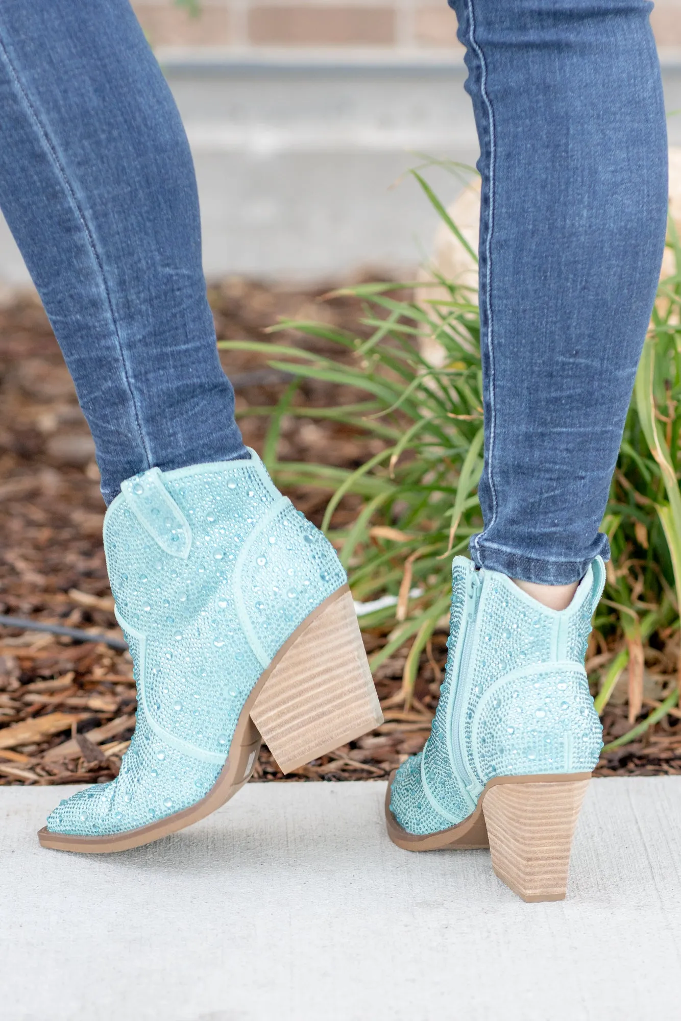 Austin Glitterati Ankle Boots - Turquoise