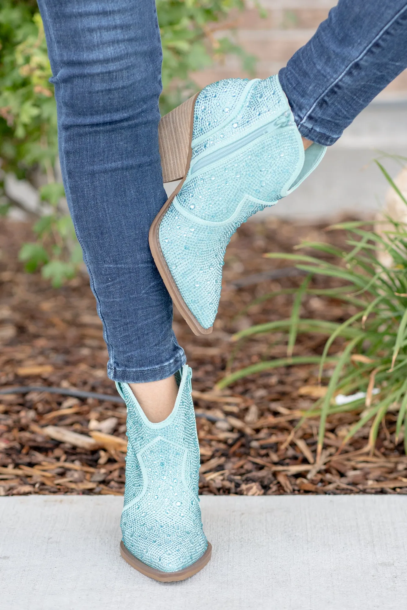 Austin Glitterati Ankle Boots - Turquoise