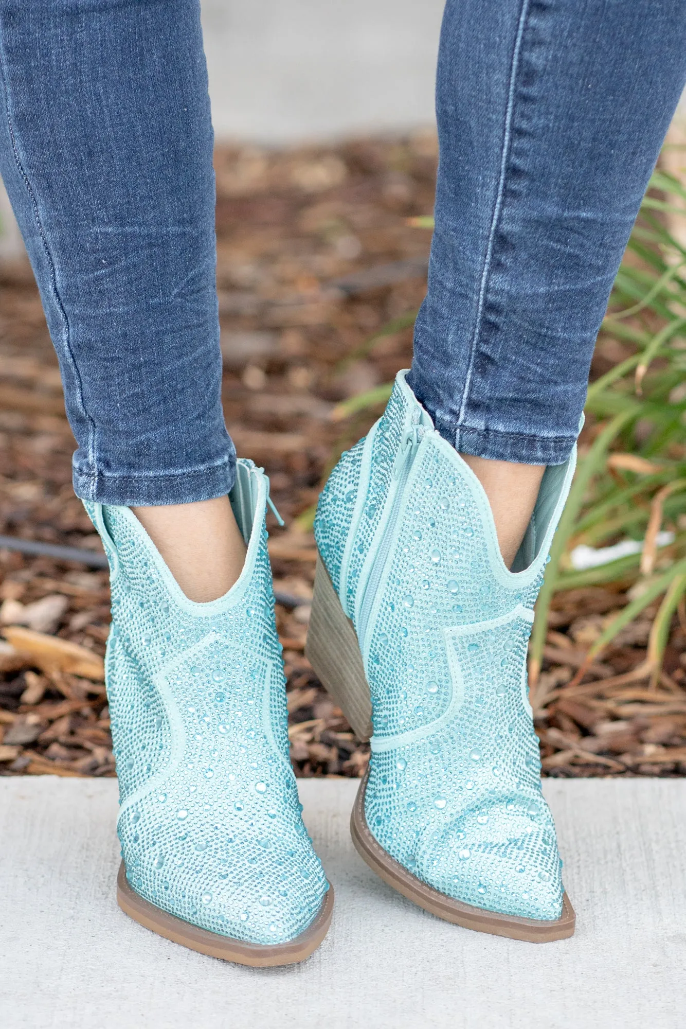 Austin Glitterati Ankle Boots - Turquoise