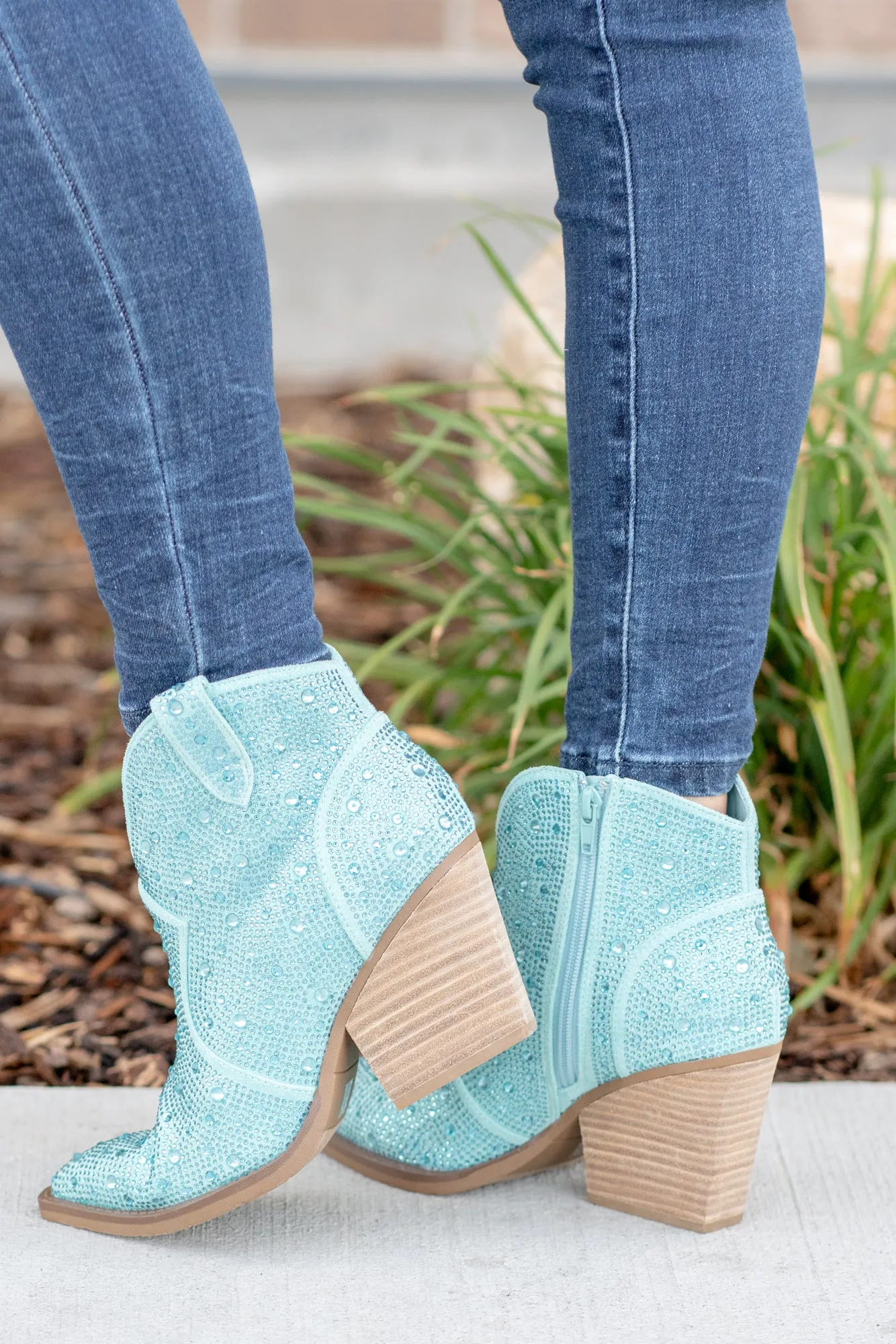 Austin Glitterati Ankle Boots - Turquoise