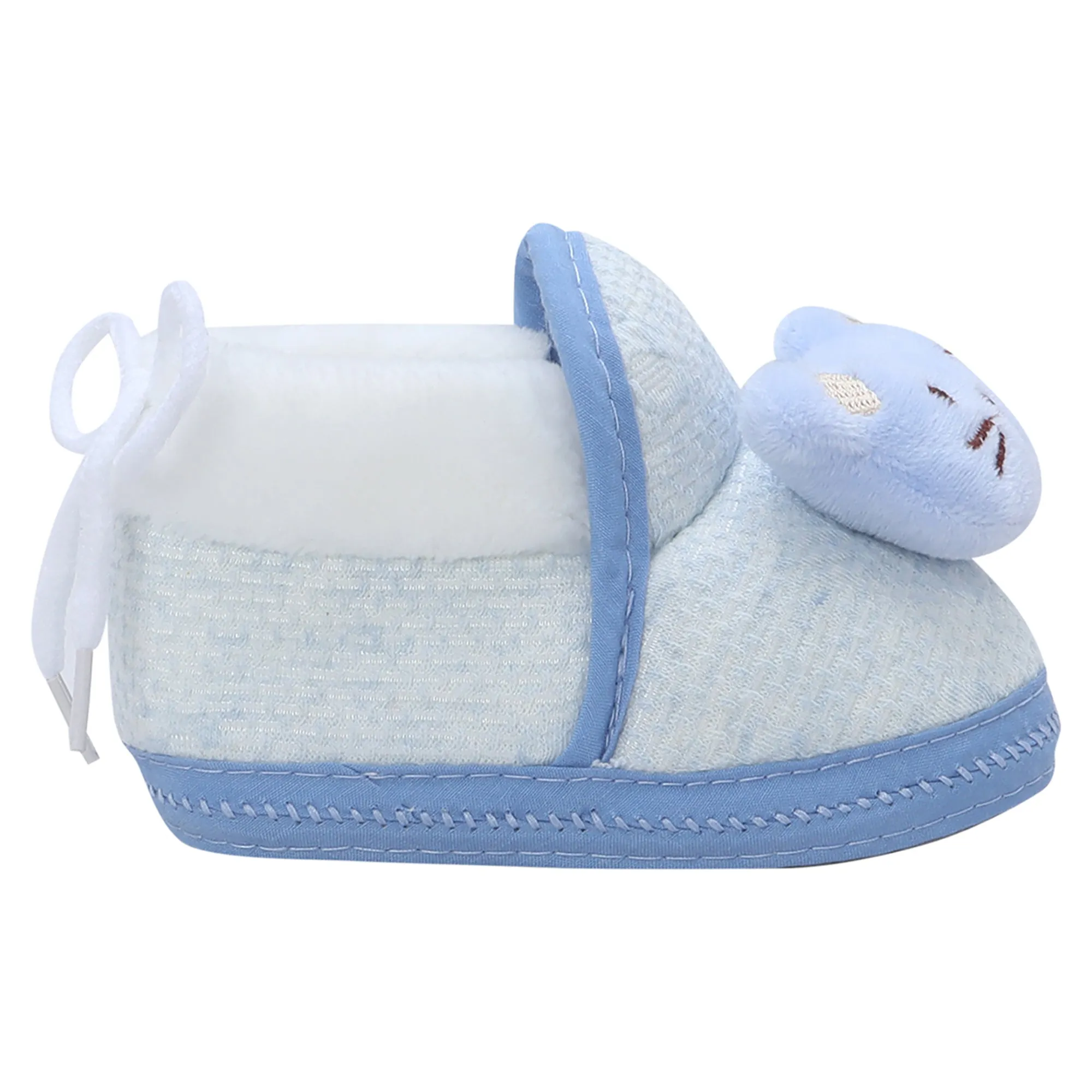 Baby Moo 3D Cute Kitty Soft Slip-On Anti-Skid Plush Warm Booties - Blue