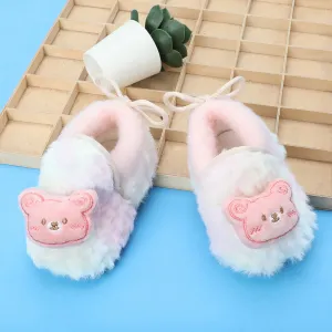 Baby Moo 3D Cute Teddy Soft Slip-On Anti-Skid Plush Warm Booties - Pink