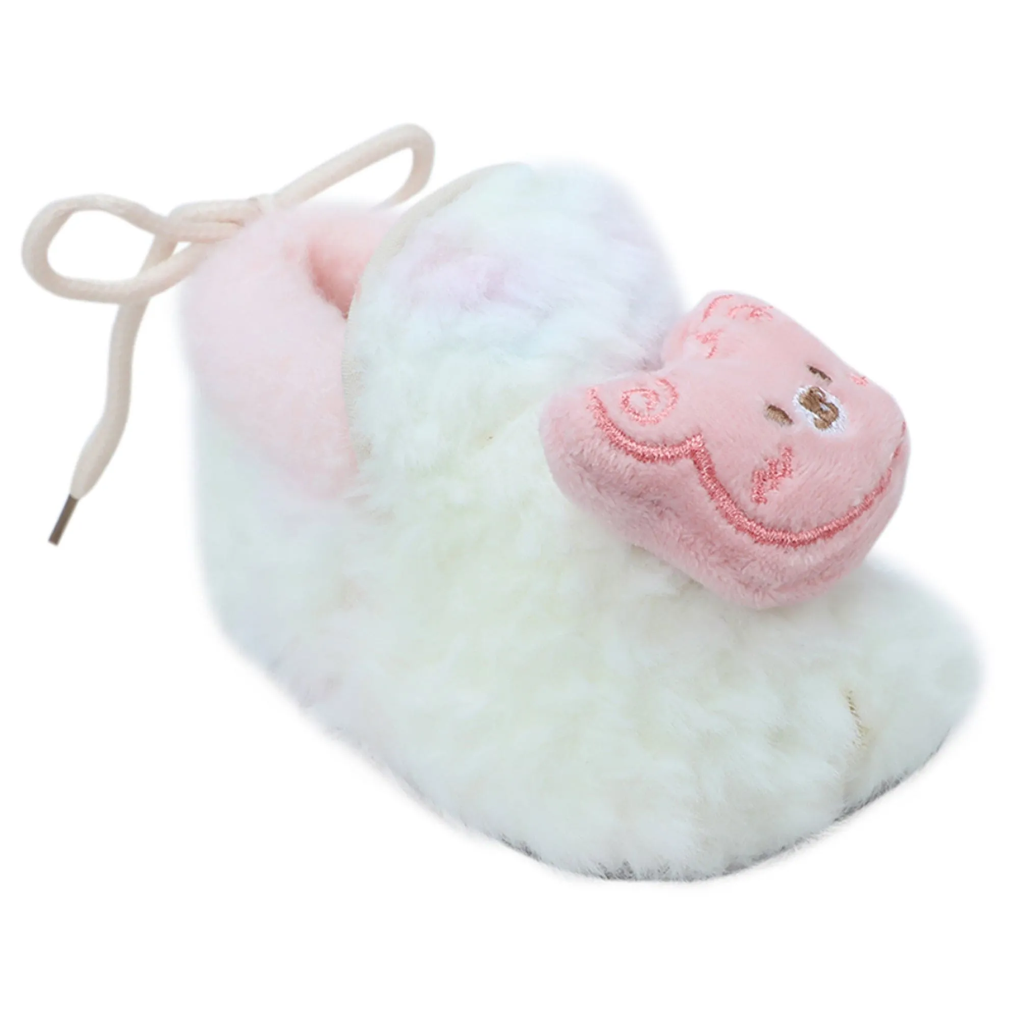 Baby Moo 3D Cute Teddy Soft Slip-On Anti-Skid Plush Warm Booties - Pink