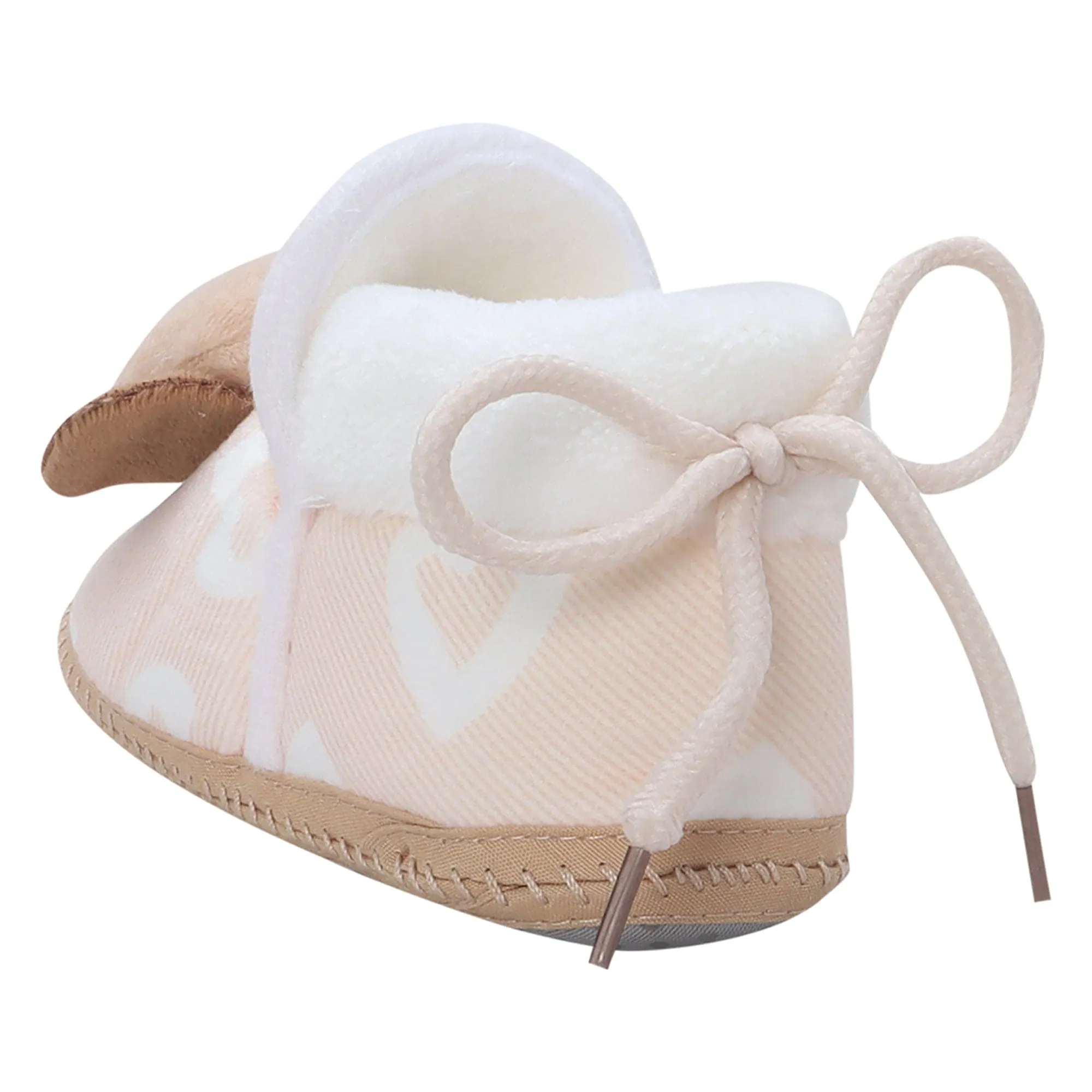 Baby Moo 3D Elephant Soft Slip-On Anti-Skid Plush Warm Booties - Beige