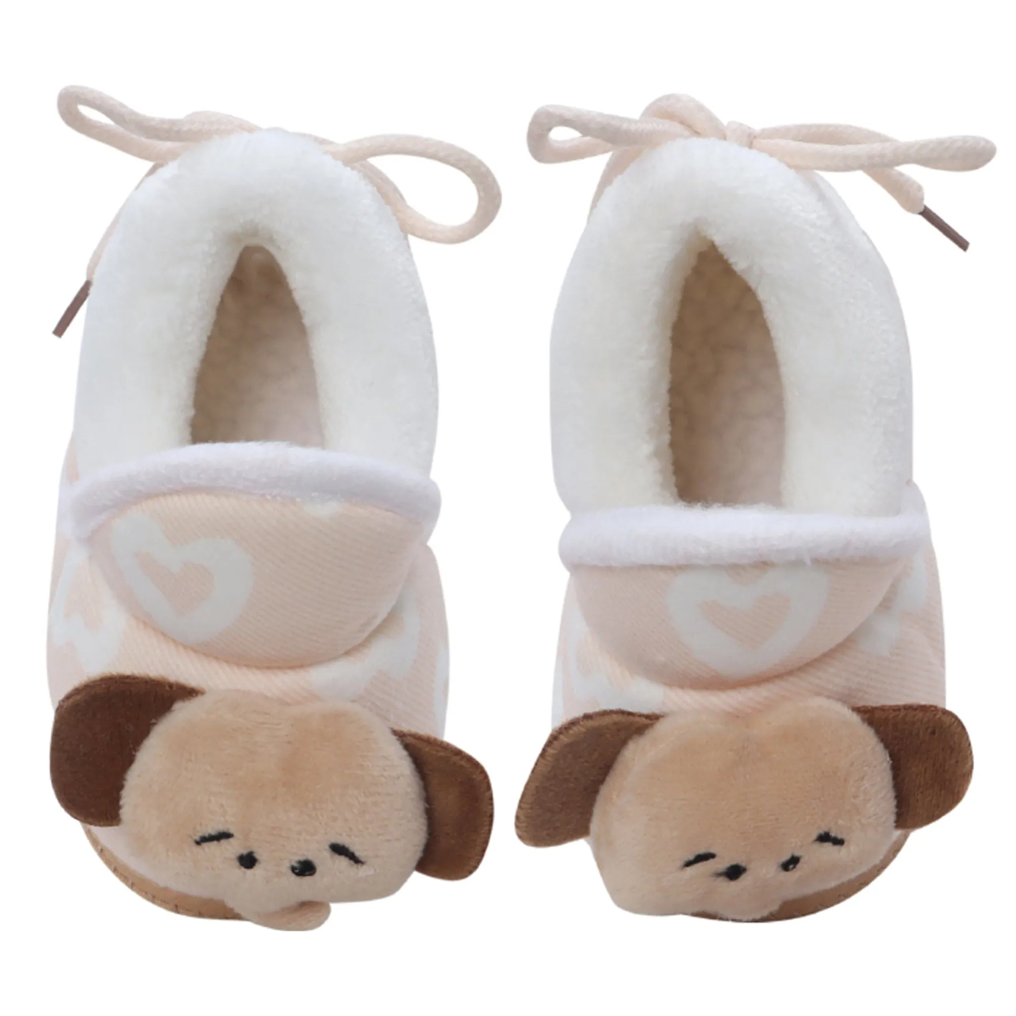 Baby Moo 3D Elephant Soft Slip-On Anti-Skid Plush Warm Booties - Beige