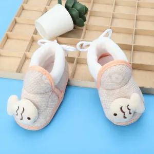 Baby Moo 3D Fish Soft Slip-On Anti-Skid Plush Warm Booties - Beige