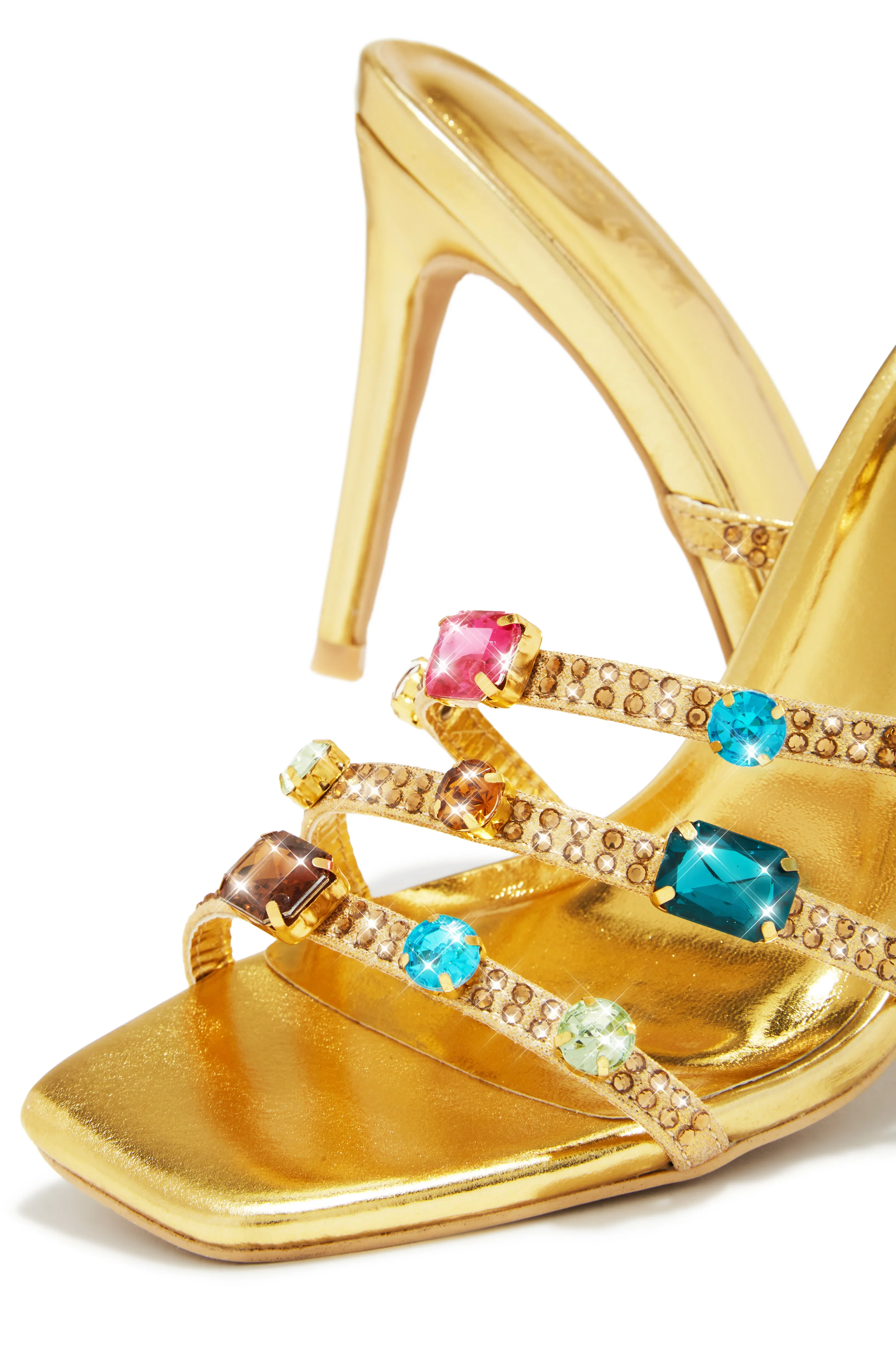 Birthday Drinks Embellished Mule Heels - Gold