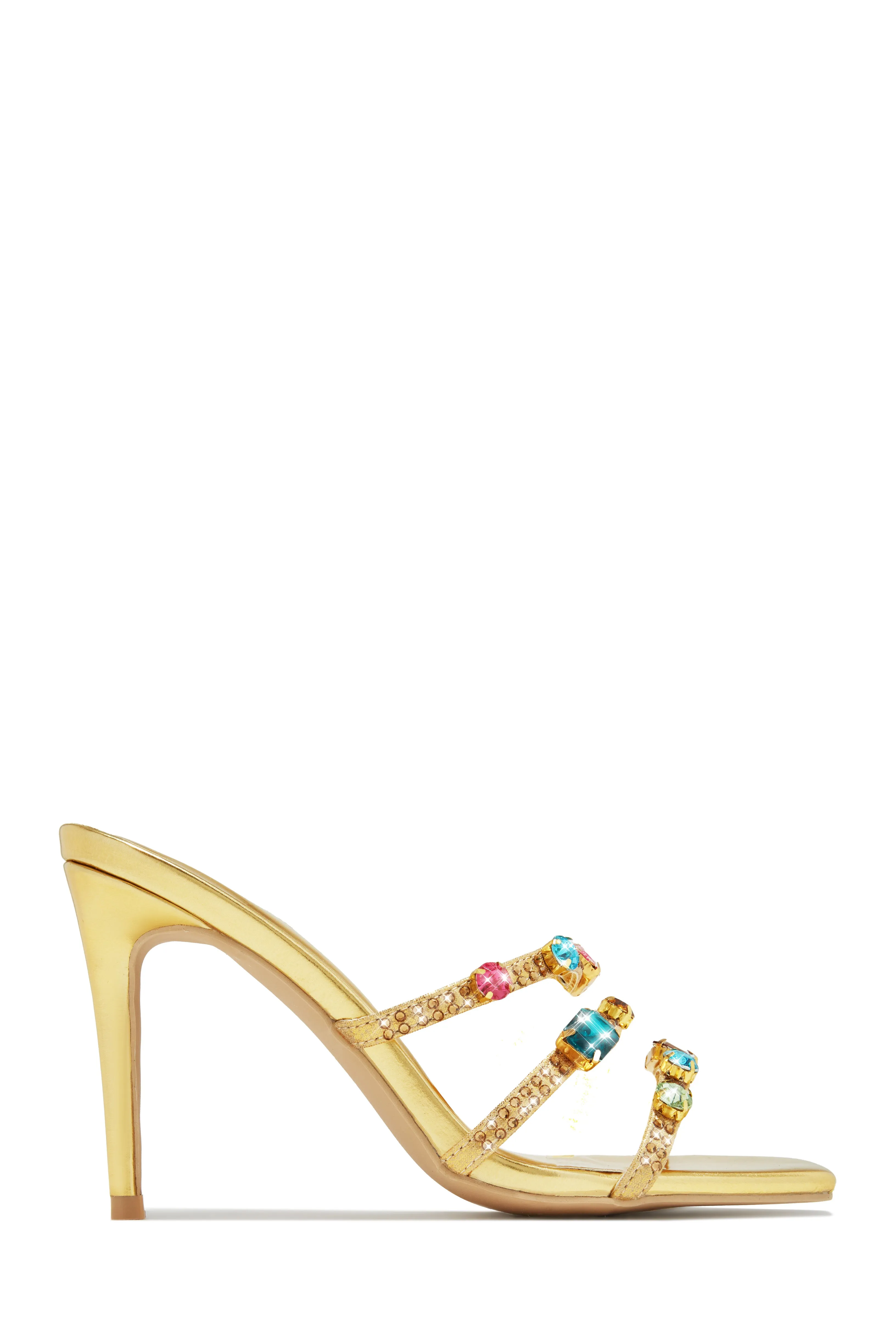 Birthday Drinks Embellished Mule Heels - Gold