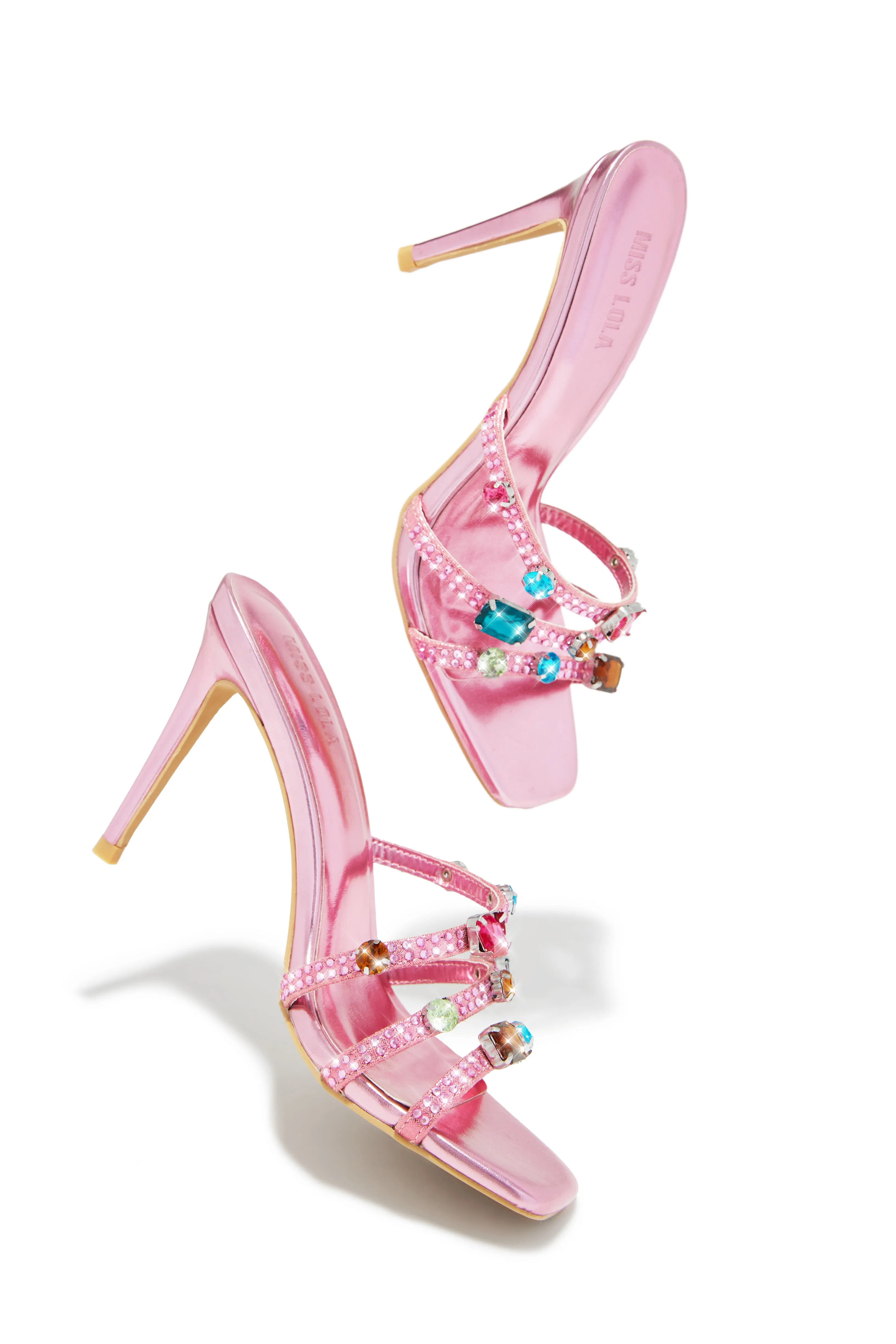 Birthday Drinks Embellished Mule Heels - Pink