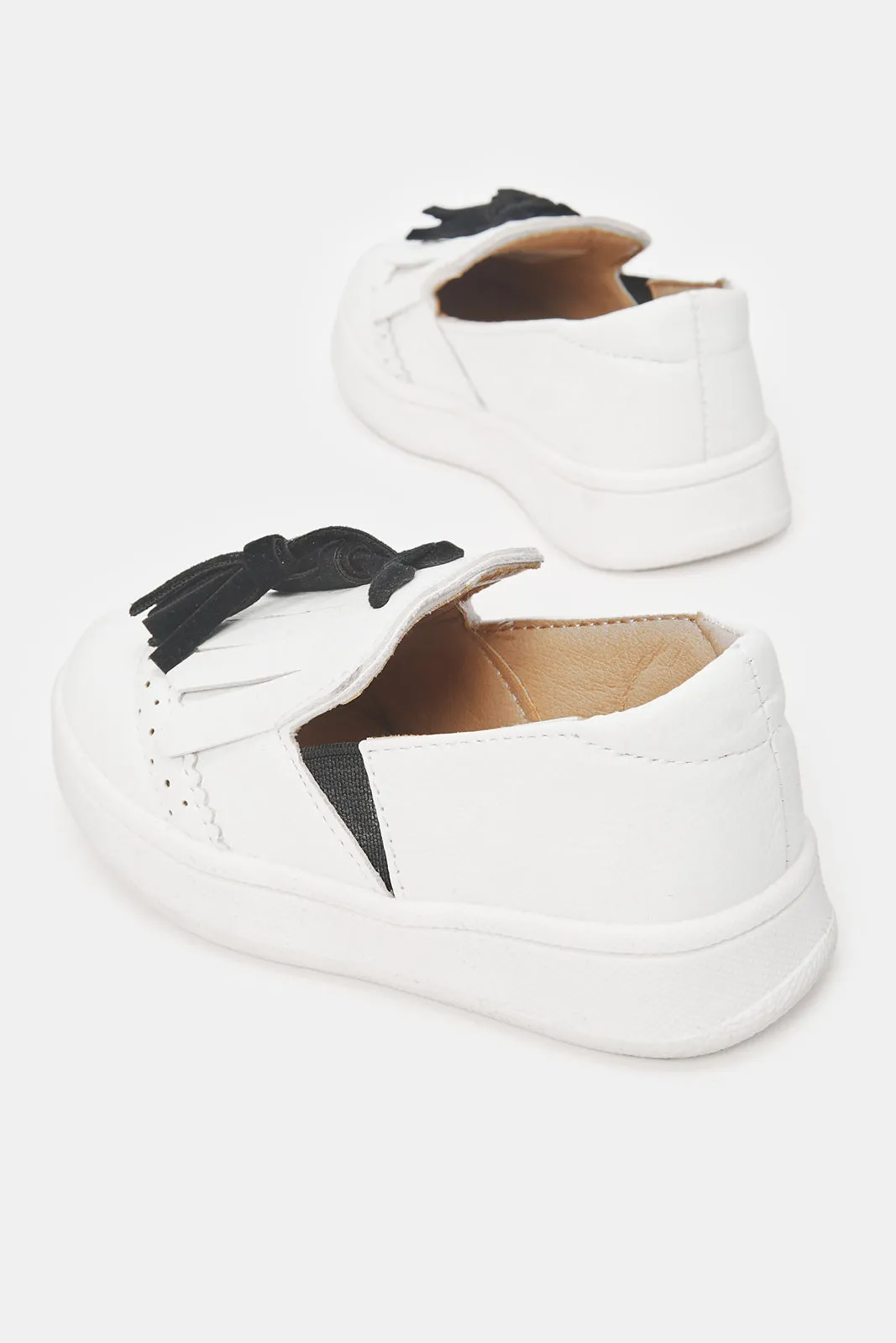 Boys Embellished White Slip-On Shoes