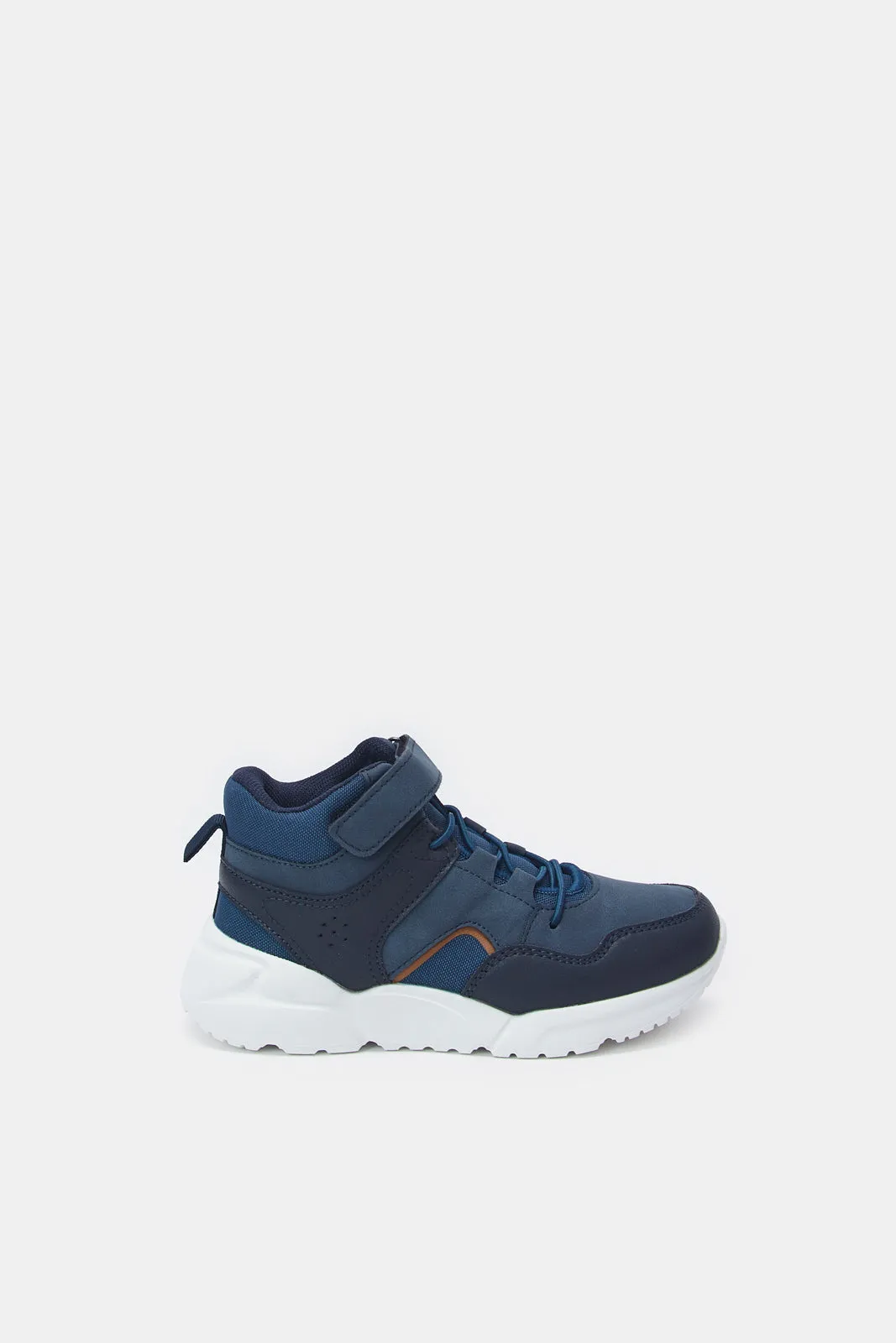 Boys Navy Material Block High-top Sneaker