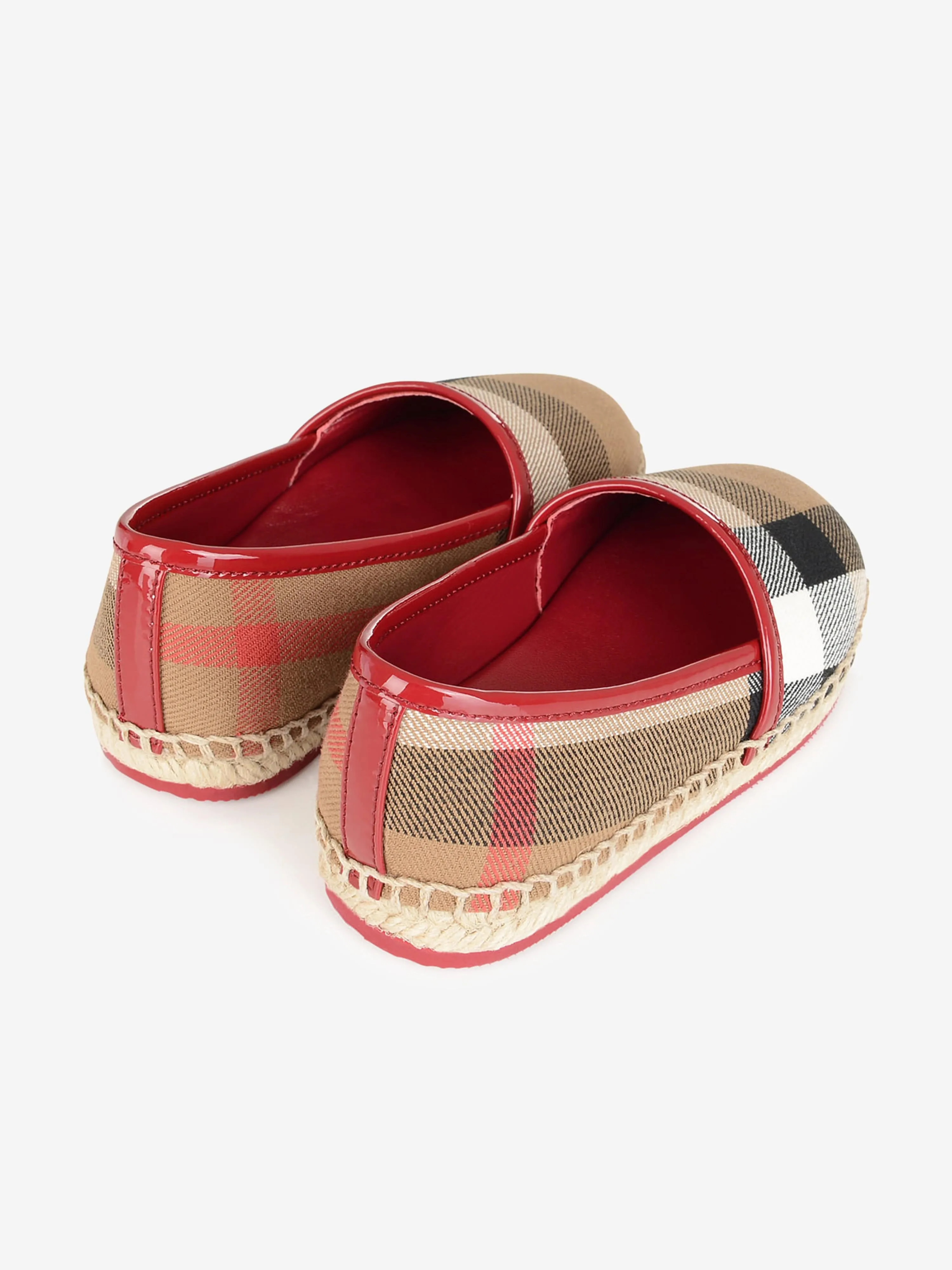 Burberry Girls Red & Canvas Check Espadrilles