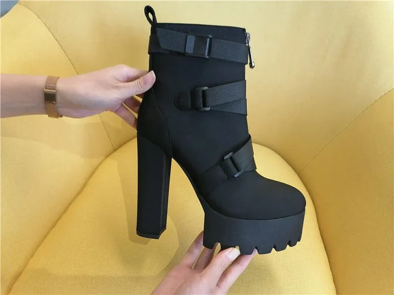 Chunky Thick Heels Ankle Boots