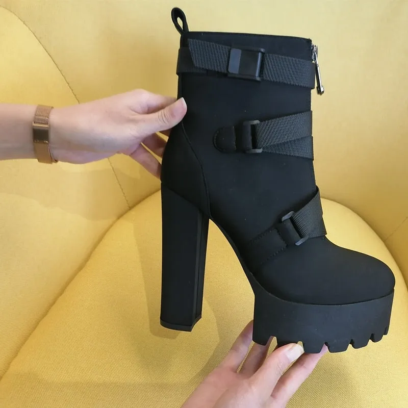 Chunky Thick Heels Ankle Boots