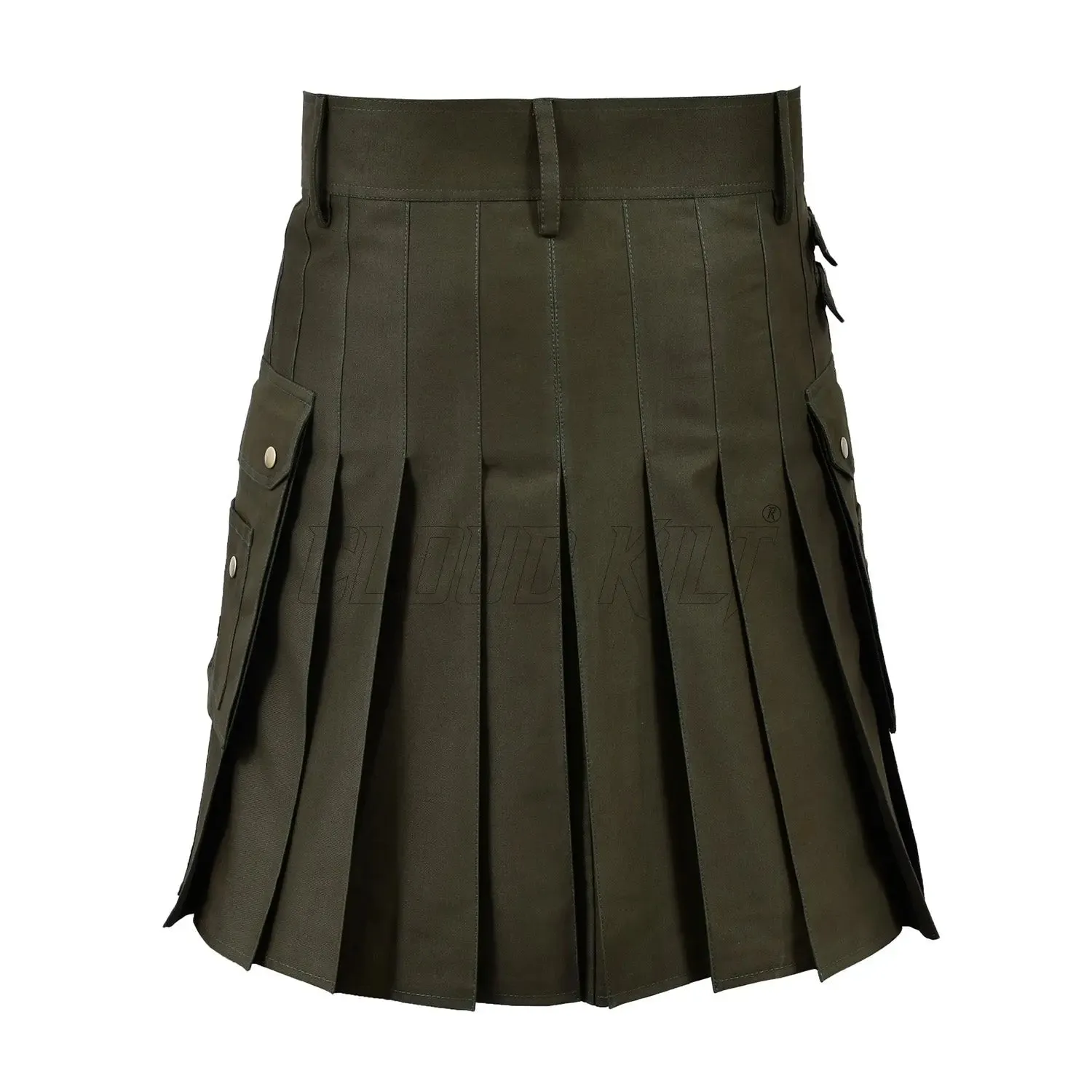 Deluxe Modern Fashion Olive Green Utility Kilt For Men