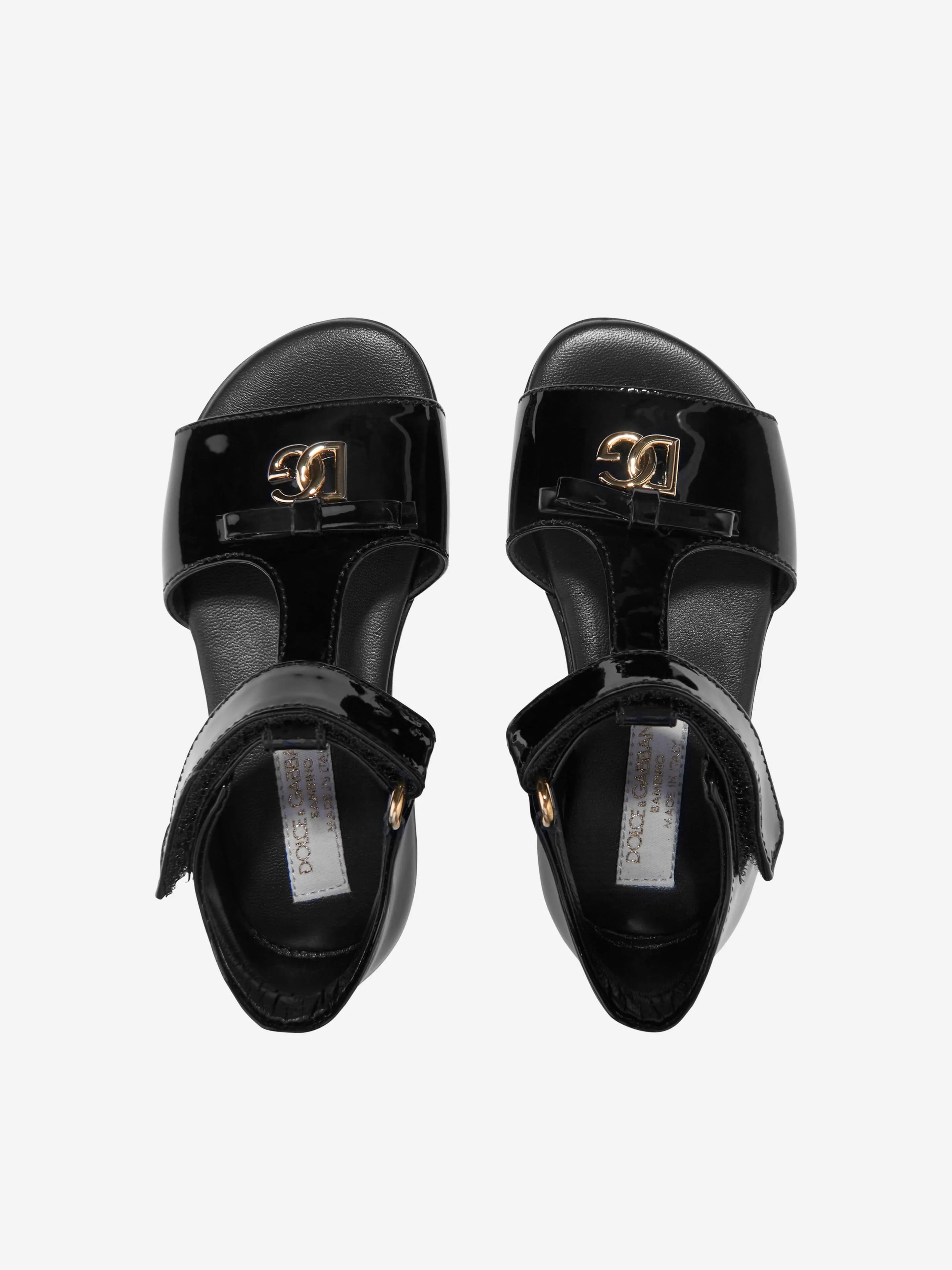 Dolce & Gabbana Girls Patent Leather Sandals in Black