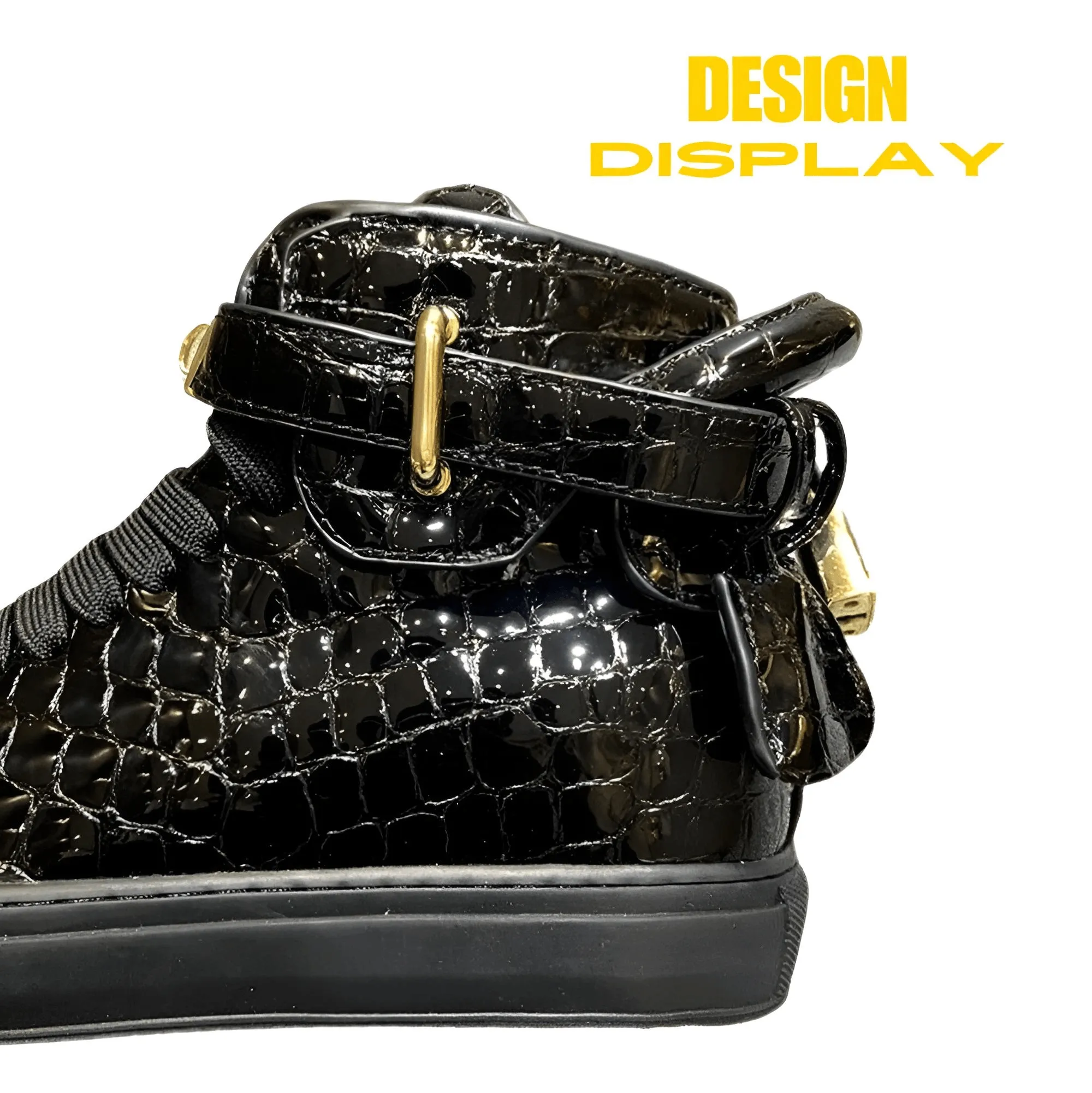 Embossed Crocodile Men's High Top Sneakers Lock Lace Red Flats Real Leather Designer Men‘s Casual Shoes