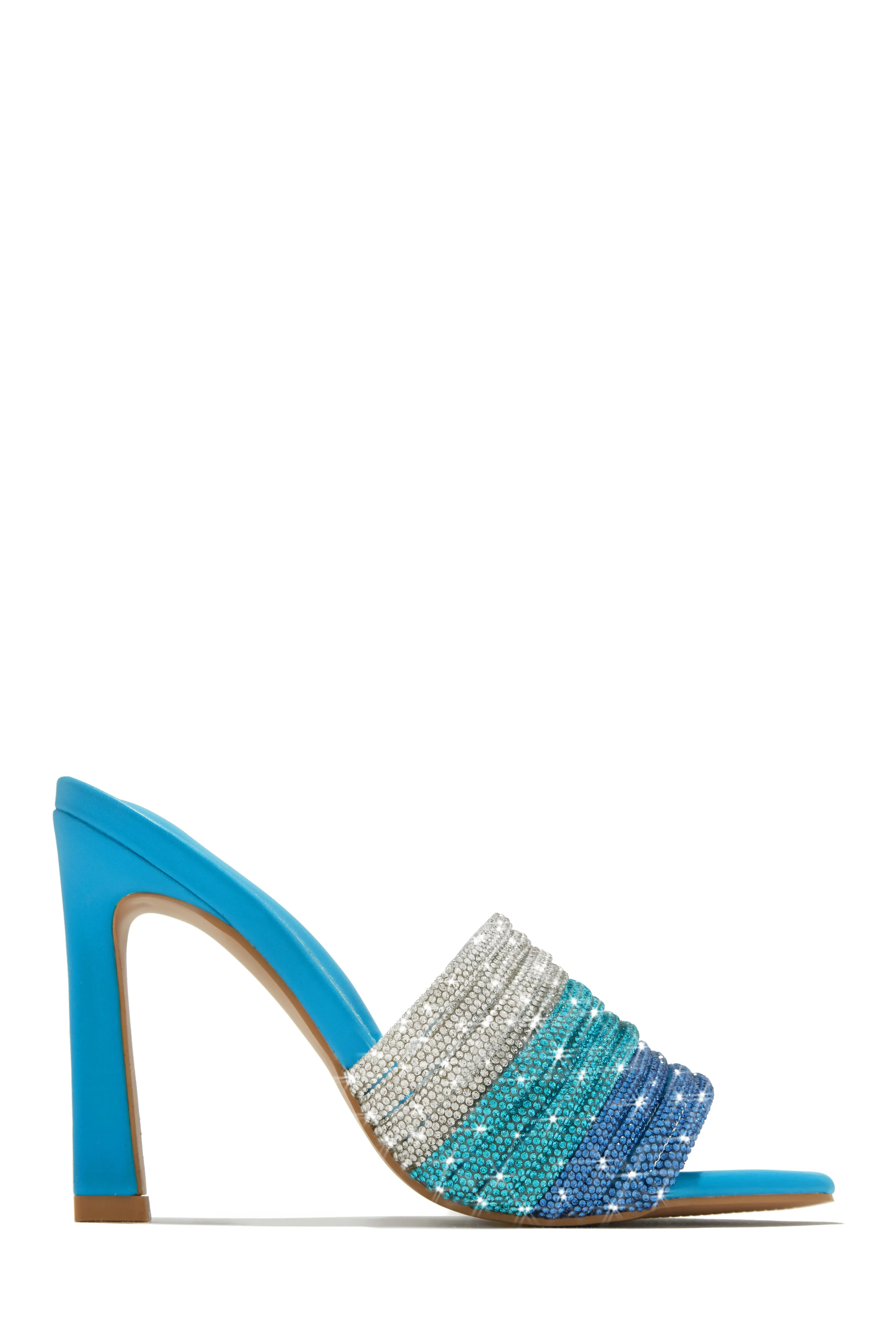 Feeling Myself Embellished High Heel Mules - Blue