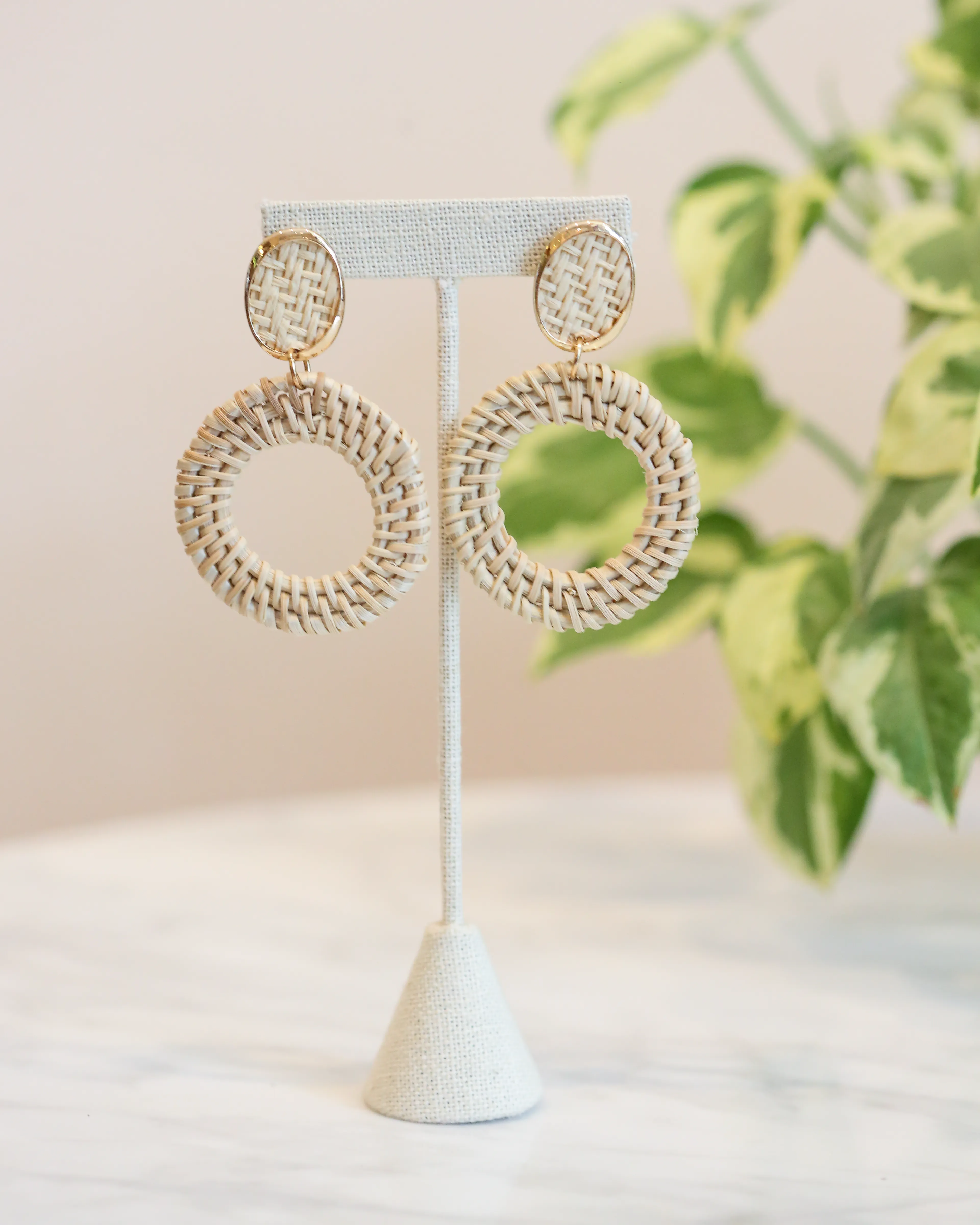 Geometric Rattan Earrings