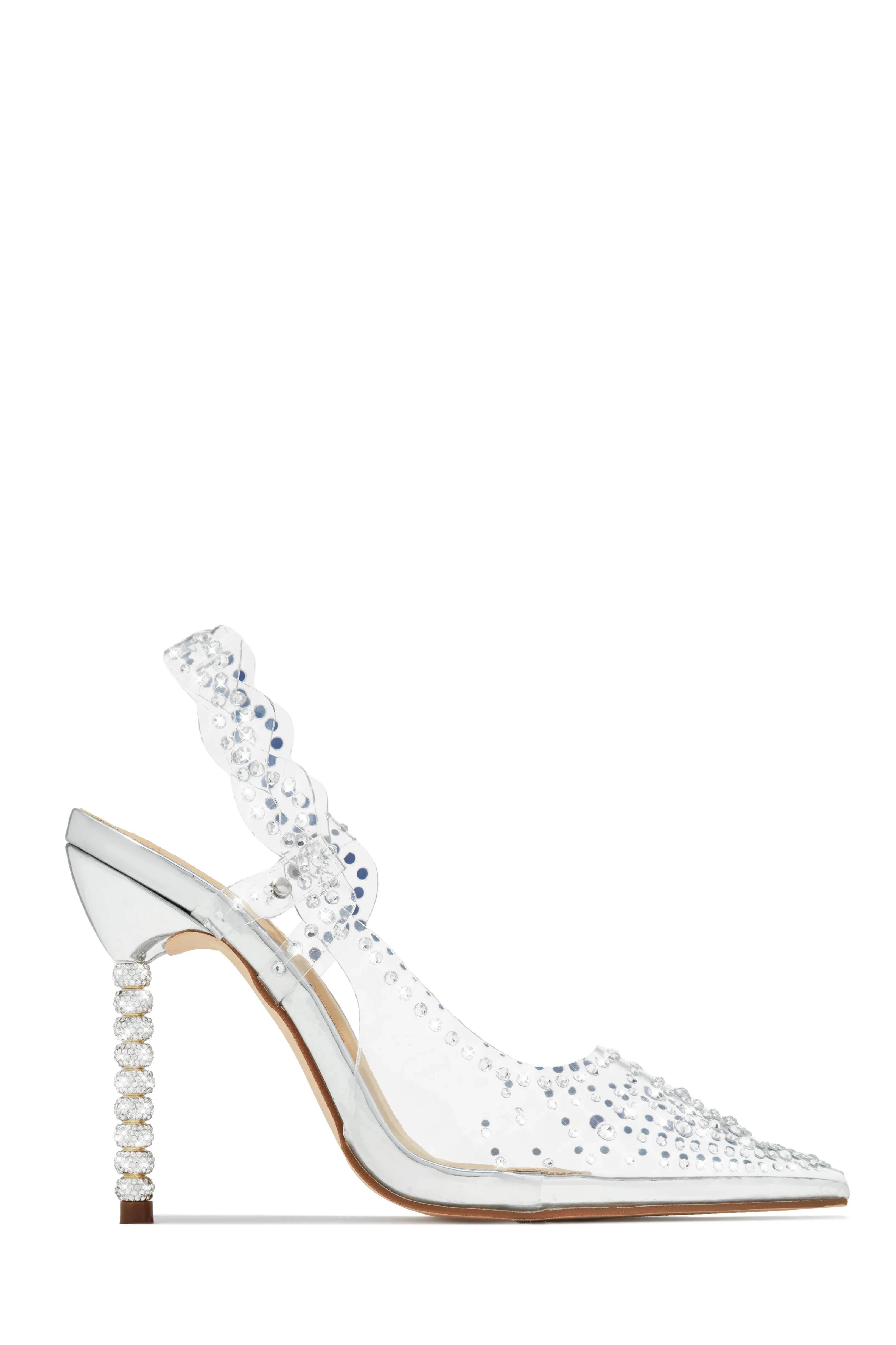 Gianella Embellished Slingback Pump Heels - Silver