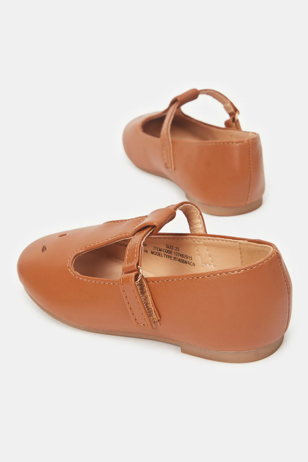 Girls Brown T-Bar Ballerina