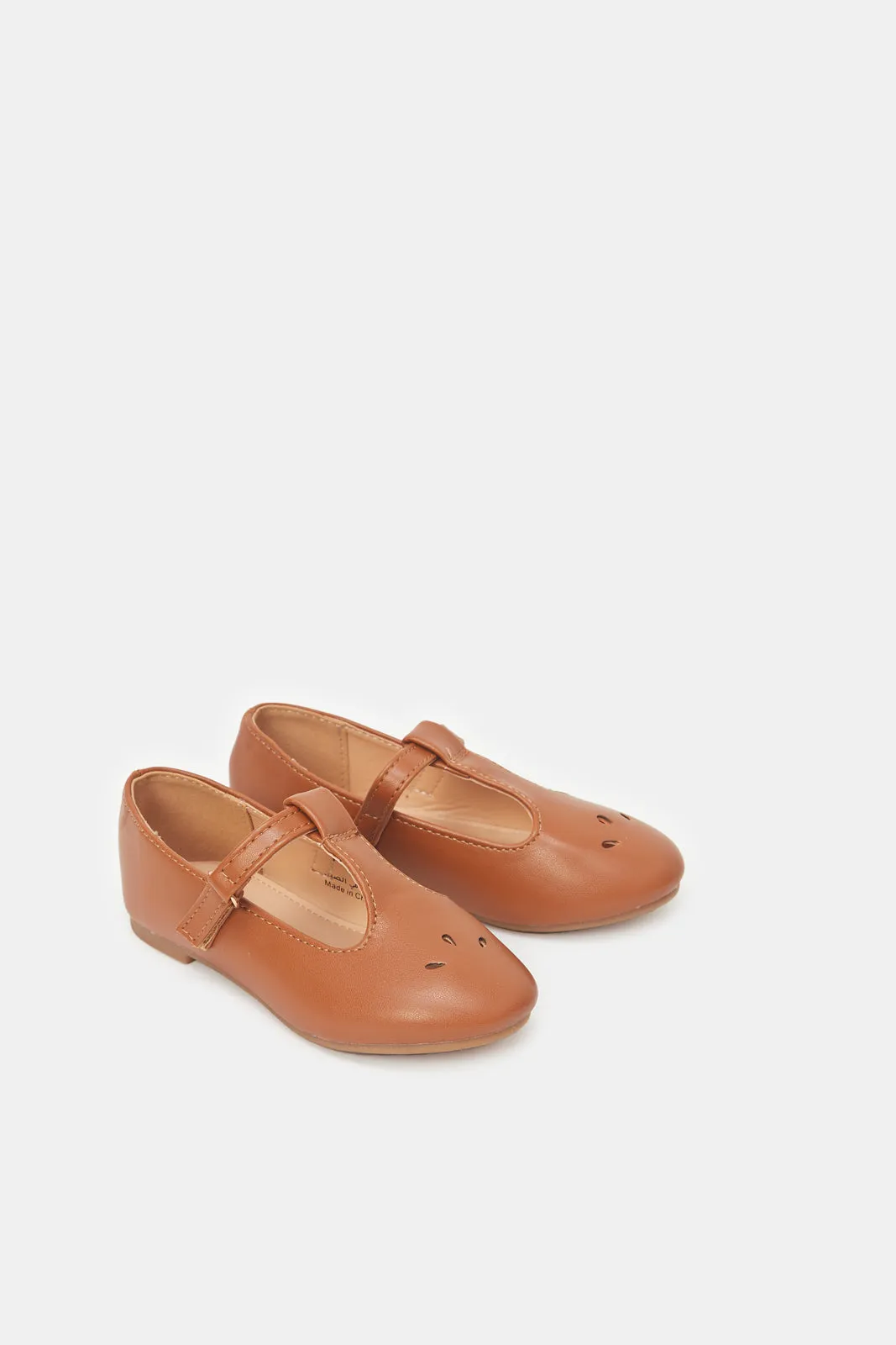 Girls Brown T-Bar Ballerina