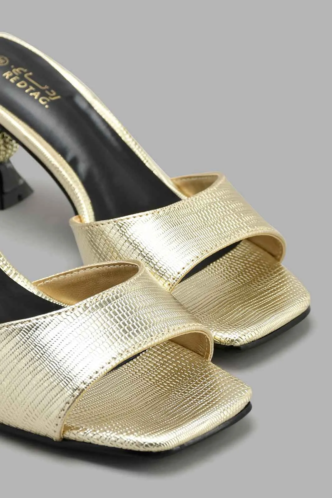 Gold Sculptured Heel Mule