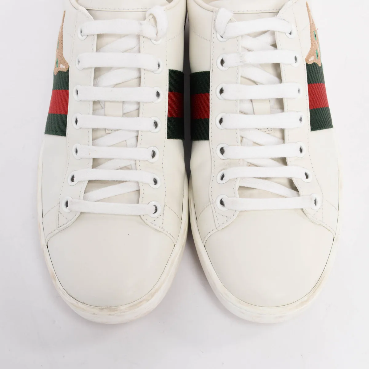 Gucci White Leather Cat Embroidered Ace Sneakers 37.5