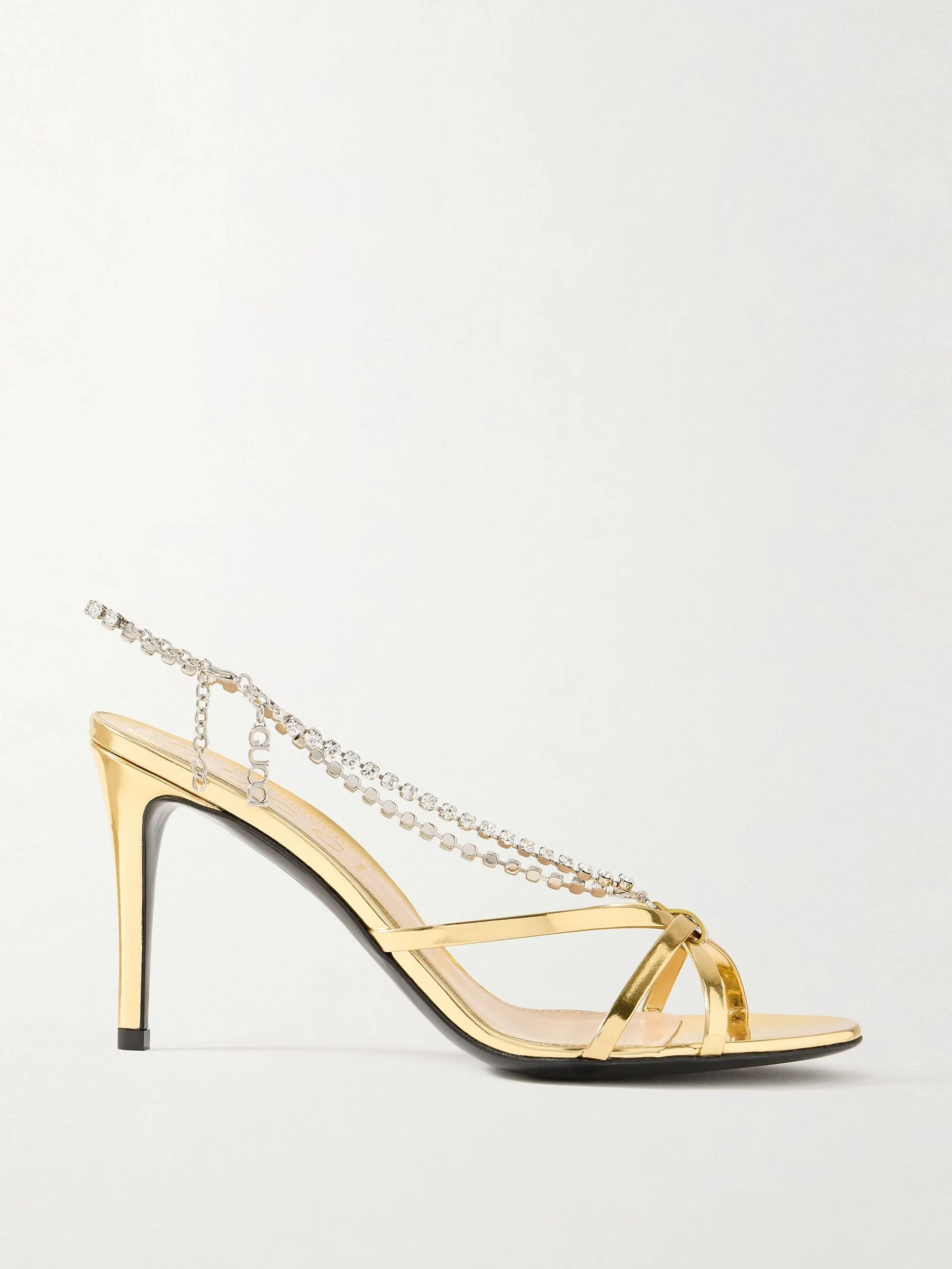 Heloise crystal-embellished metallic leather sandals