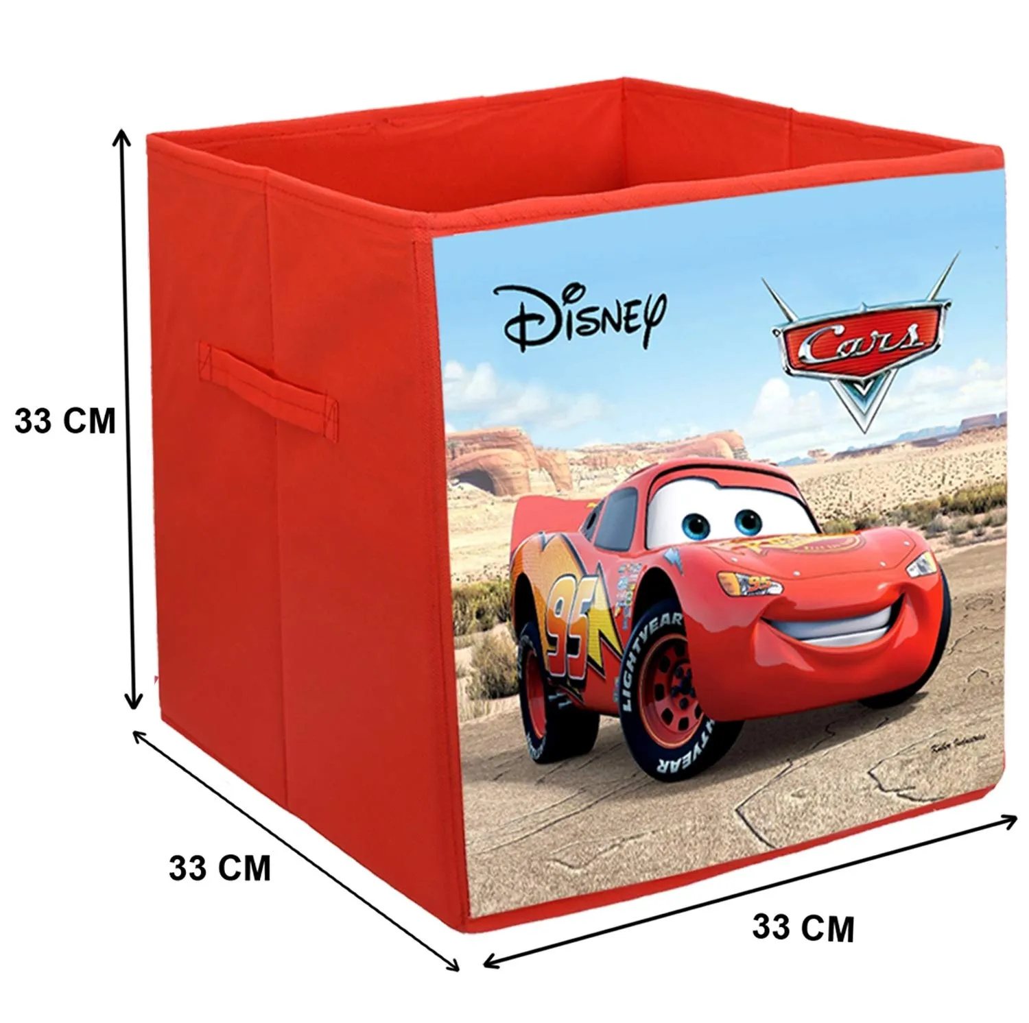 Kuber Industries Disney Cars Print Non Woven Fabric 6 Pieces Foldable Large Size Storage Cube Toy, Books, Shoes Storage Box with Handle (Brown)