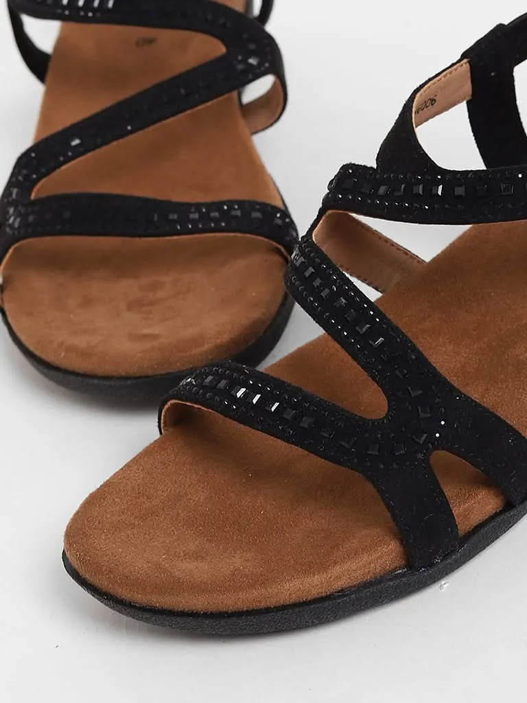 LUNA BLU Black Hot Fix Comfort Sandals