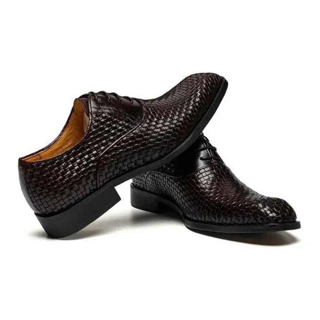 LuxeLeather Exotic Lace Business Dress Shoes