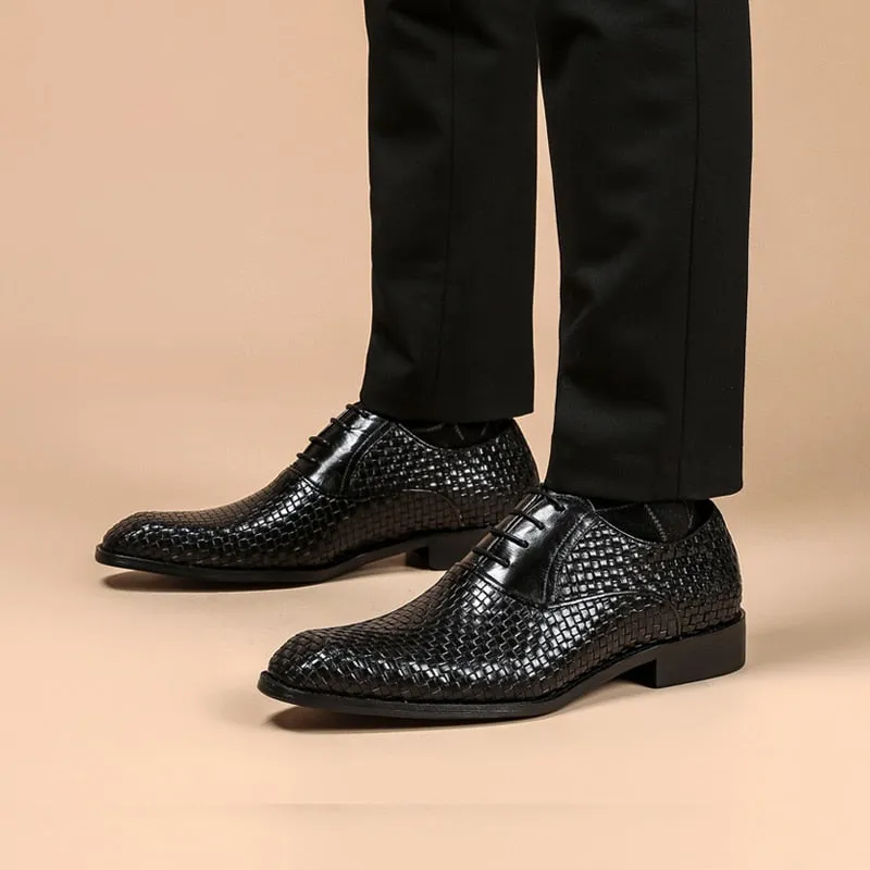 LuxeLeather Exotic Lace Business Dress Shoes