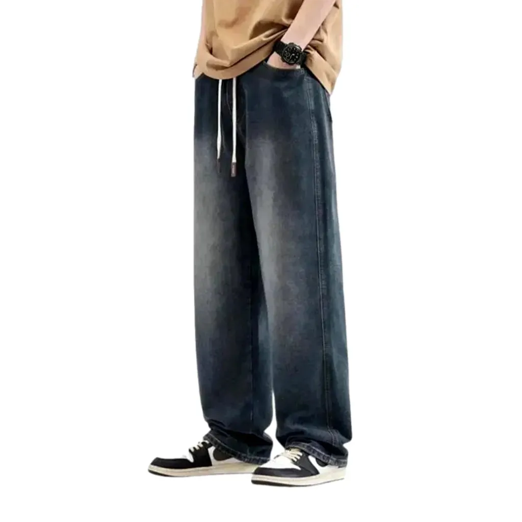 Medium rise baggy men's jean joggers