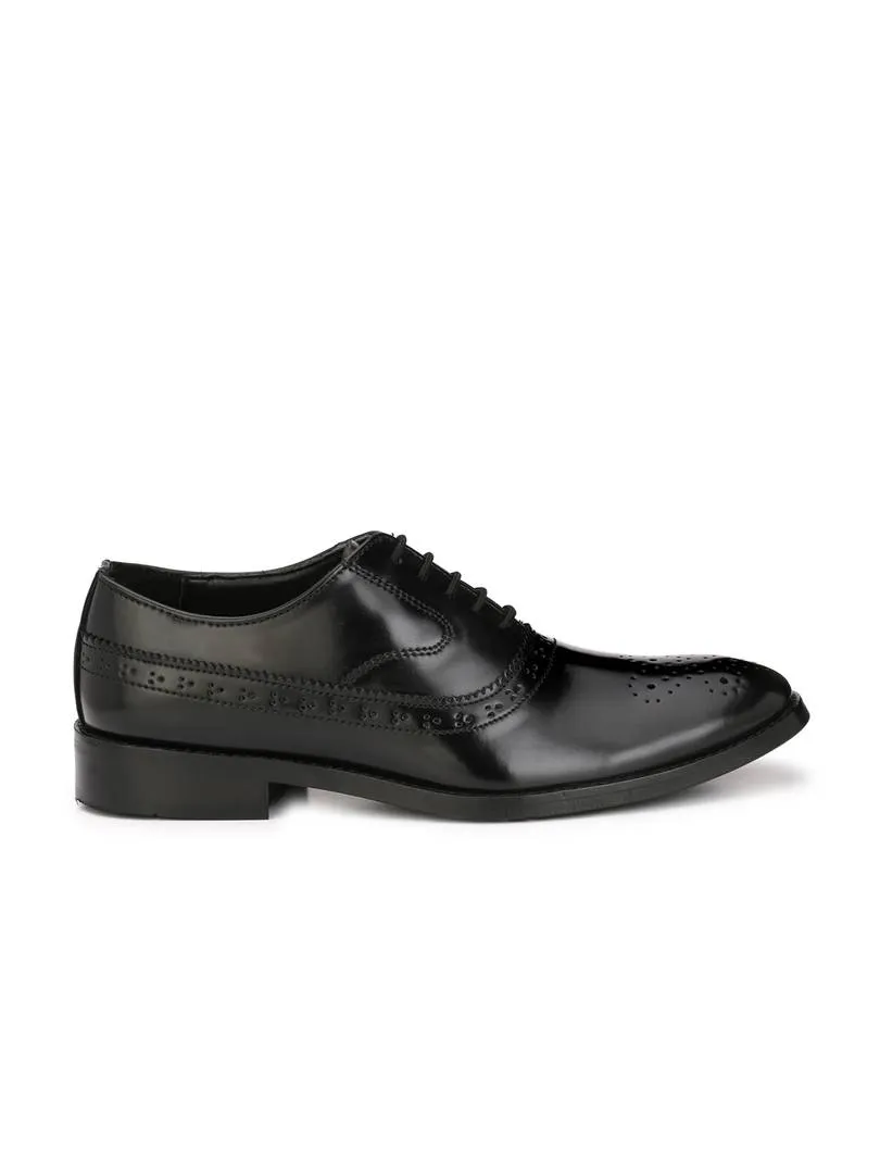 Men's Black Oxford Brogue Cap Toe Synthetic Leather Formal Shoes