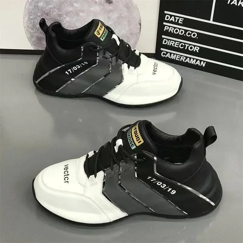 Men's Height Increasing Casual Sneakers, Lace-Up Platform Running Shoes