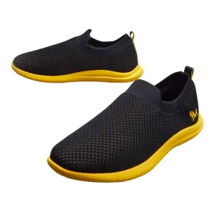 Neeman's Slip-On Casual Shoes for Men| Black & Yellow | Padded Insole