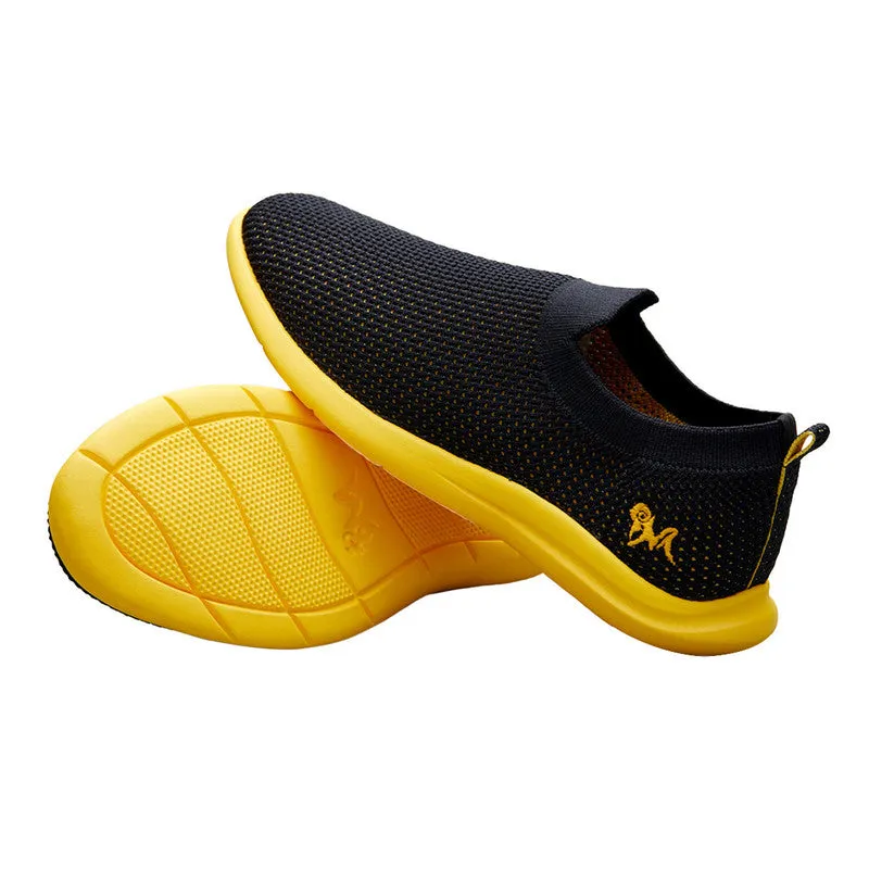 Neeman's Slip-On Casual Shoes for Men| Black & Yellow | Padded Insole