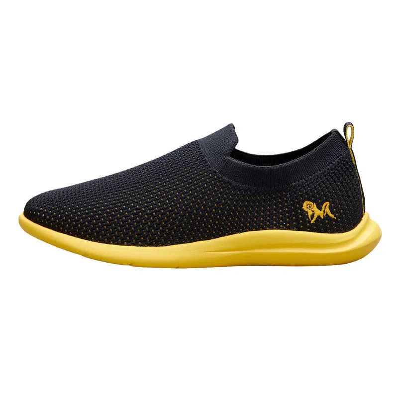 Neeman's Slip-On Casual Shoes for Men| Black & Yellow | Padded Insole