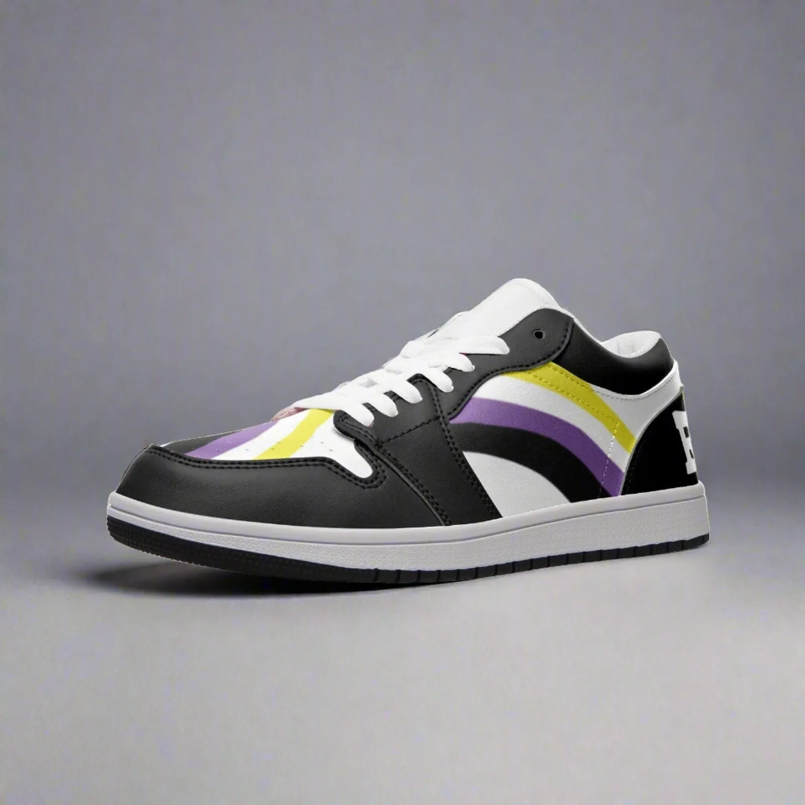 Non-Binary Pride Low Top BLACK Unisex Sneakers