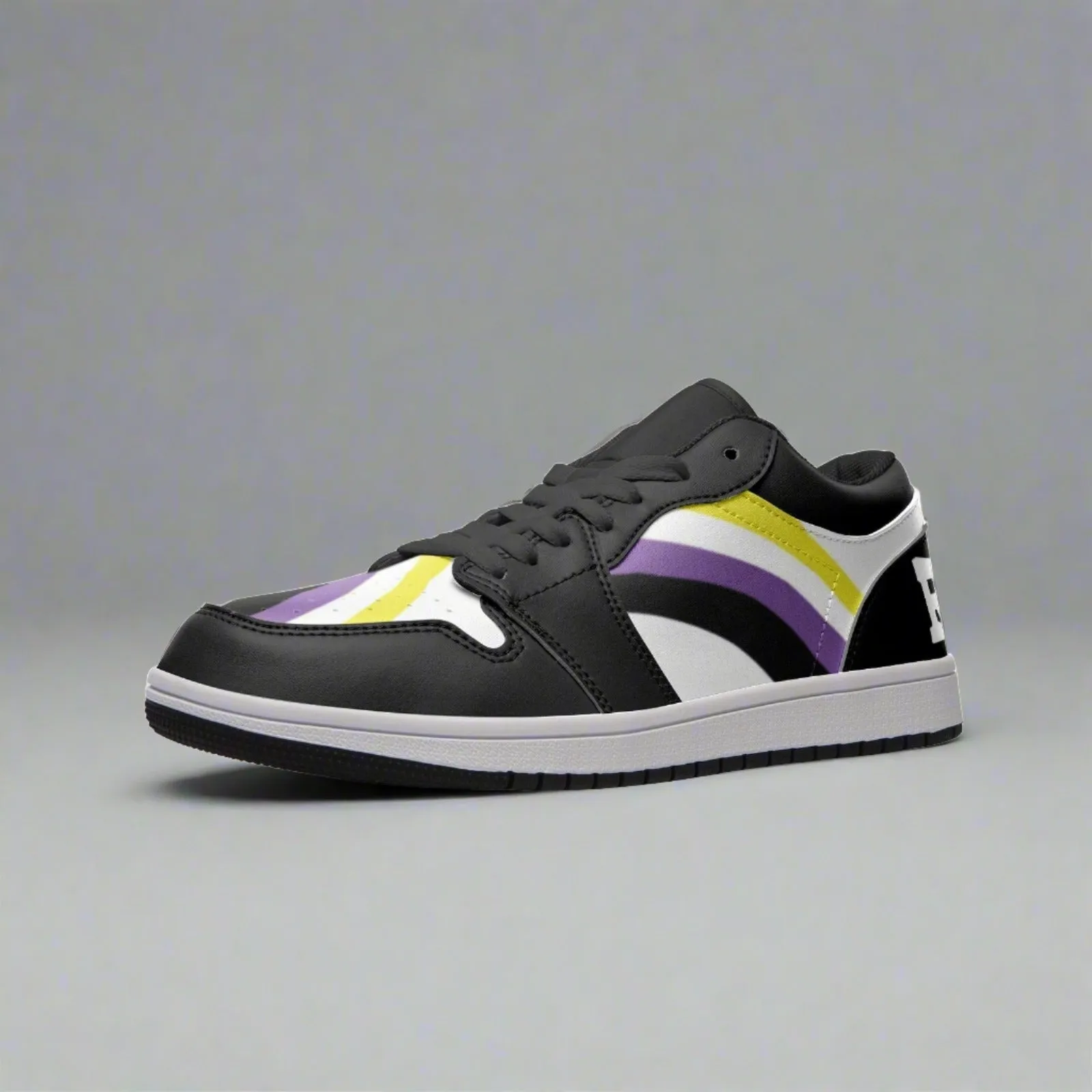 Non-Binary Pride Low Top BLACK Unisex Sneakers