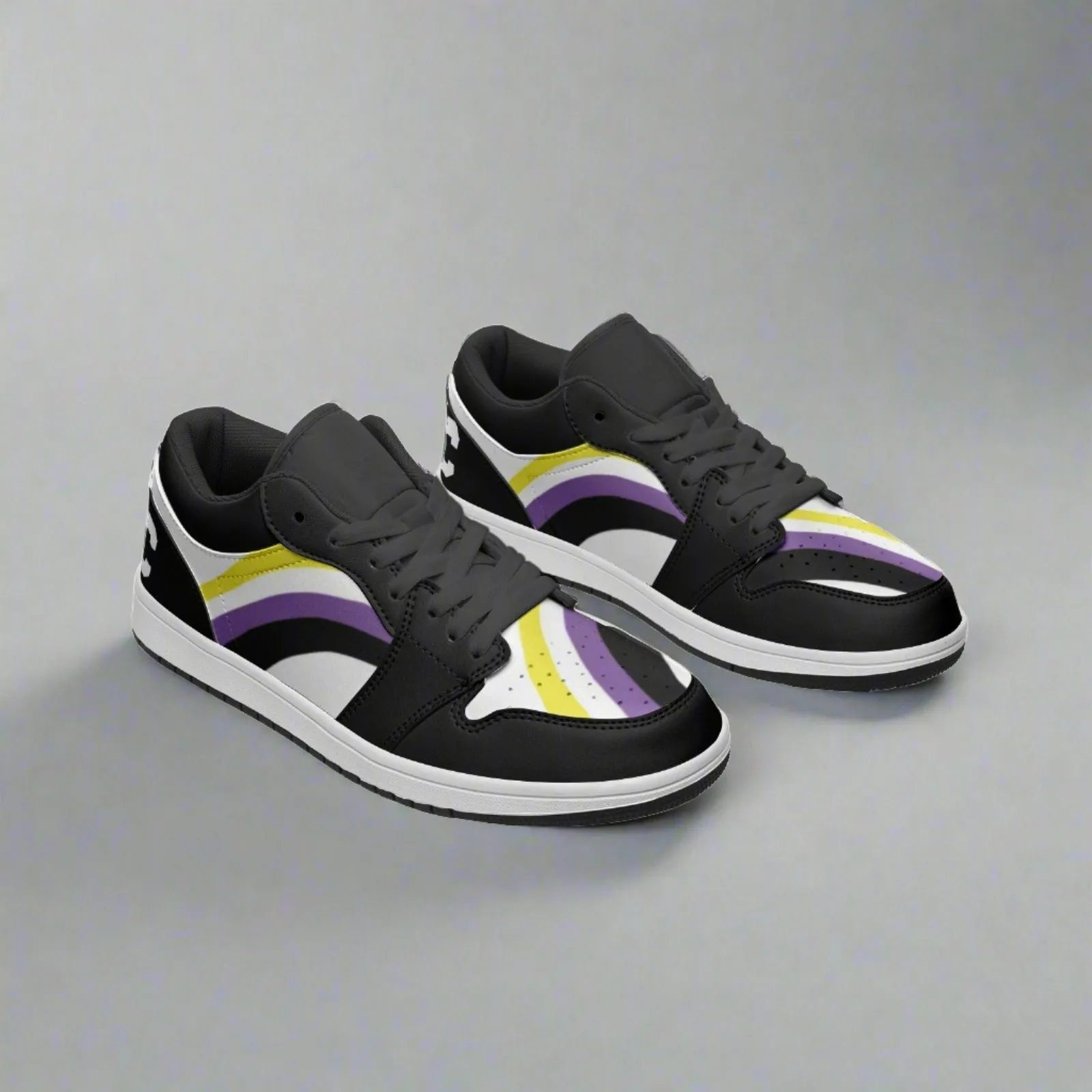 Non-Binary Pride Low Top BLACK Unisex Sneakers