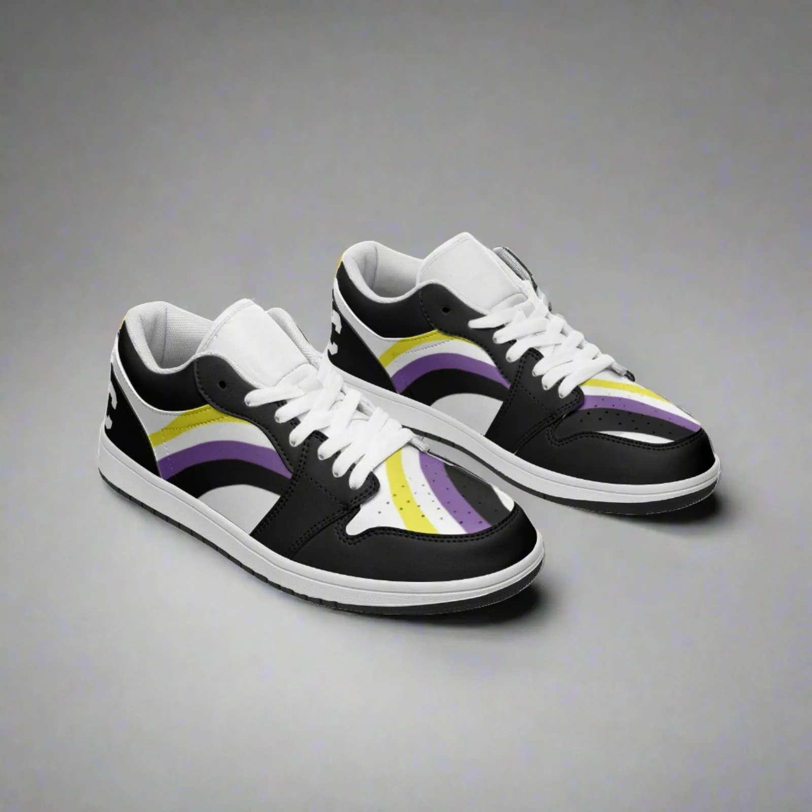 Non-Binary Pride Low Top BLACK Unisex Sneakers