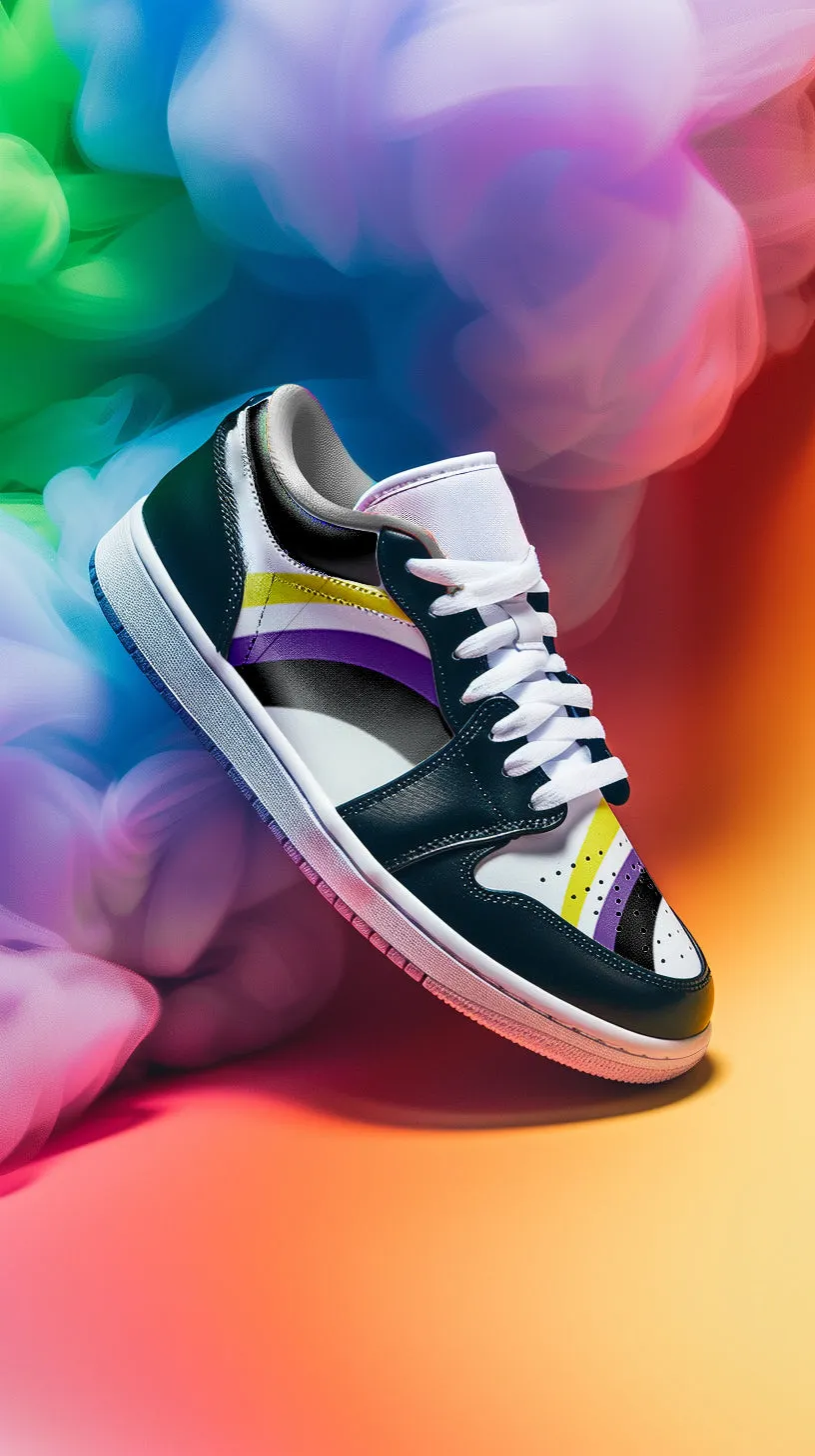 Non-Binary Pride Low Top BLACK Unisex Sneakers