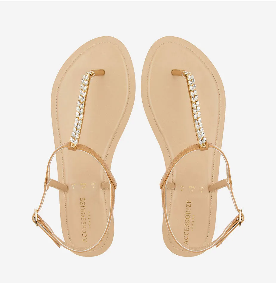 Nude Crystal Sandals