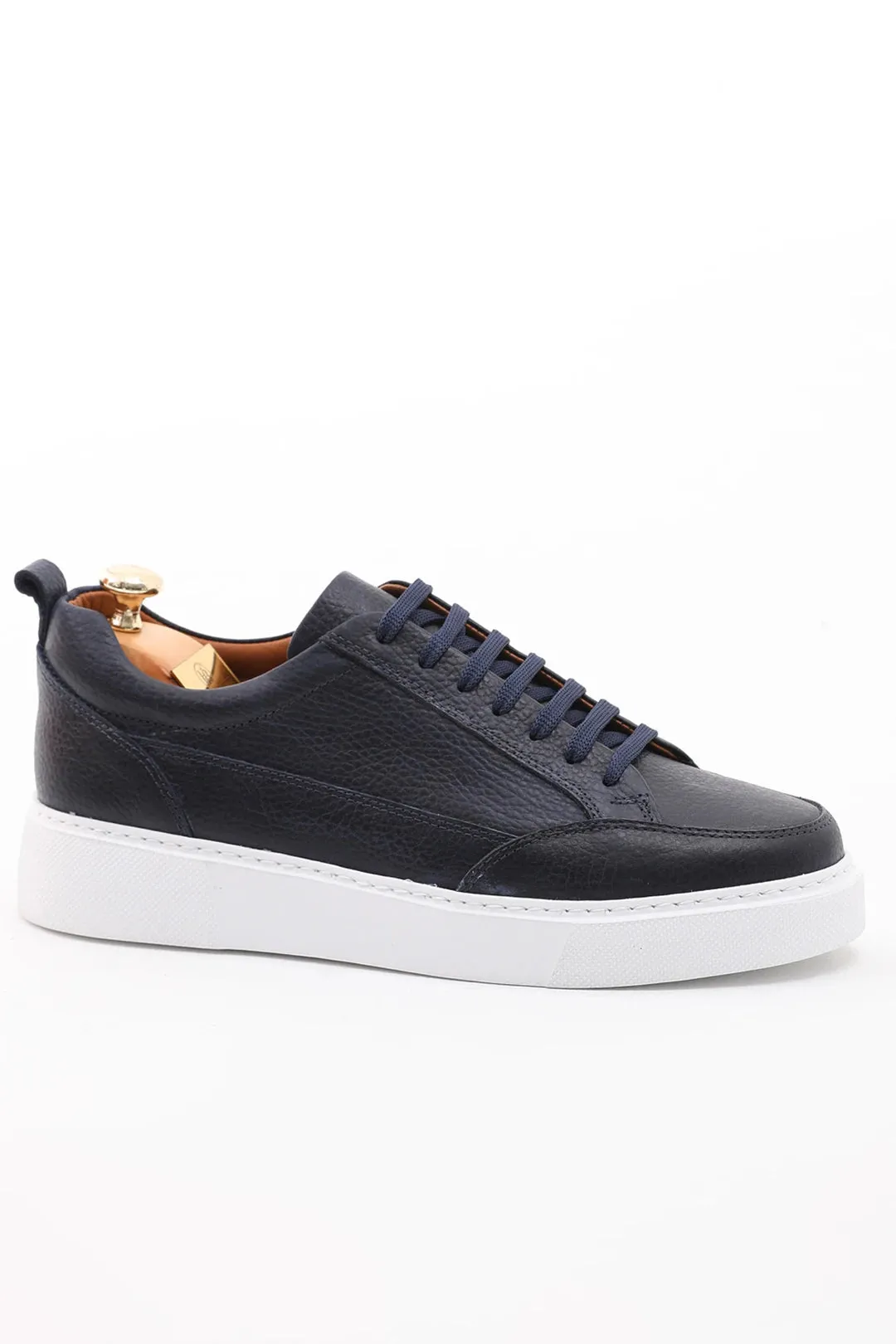 Oceanic Blue Luxe Leather Sneakers.