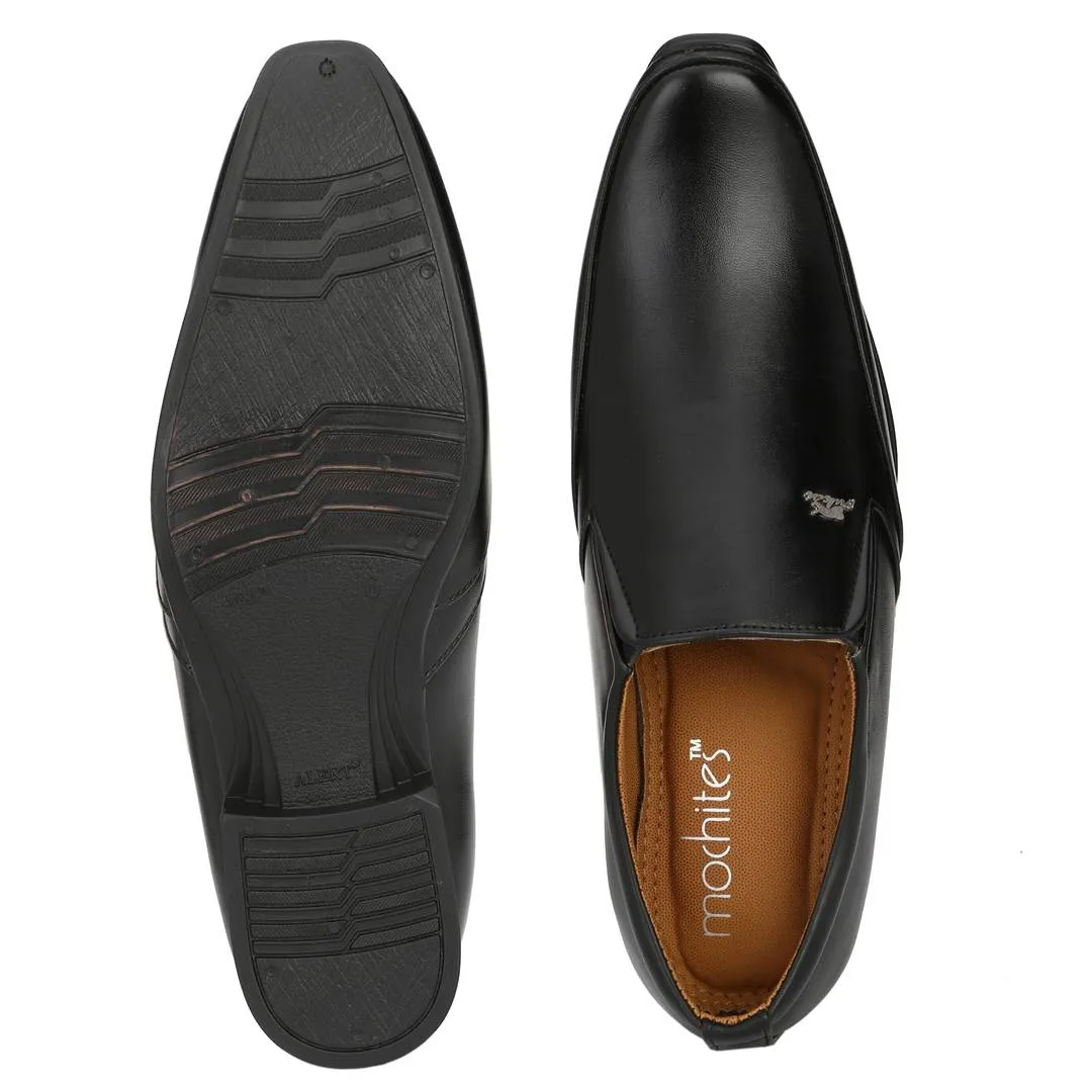 Premium Napa Leather Black Slip On Office Party Wear Formal Shoes