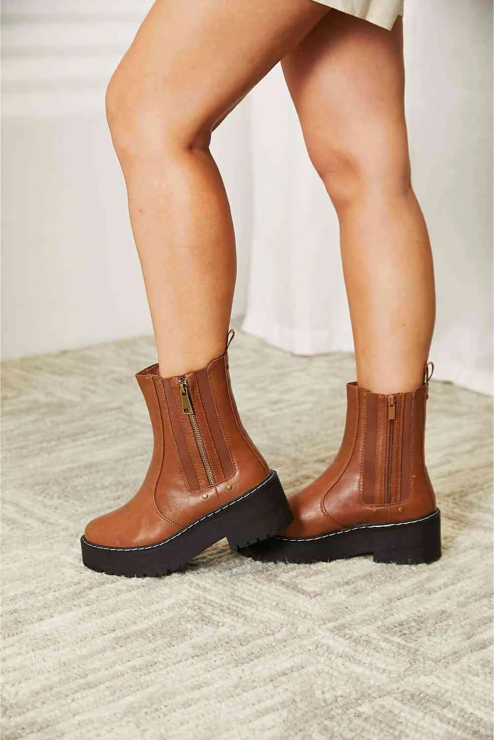 Side Zip Platform Boots